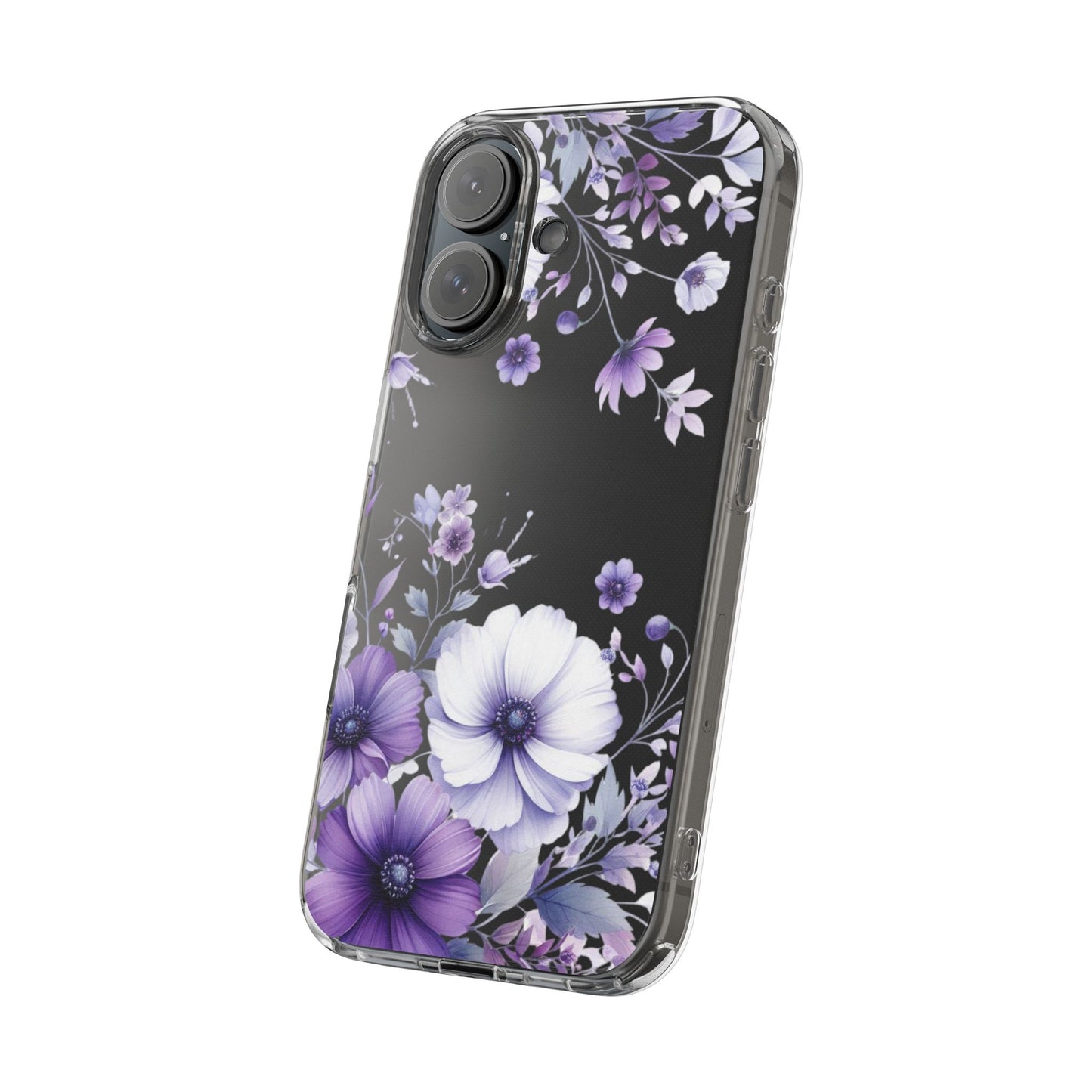 Clear Purple Flower Phone Case