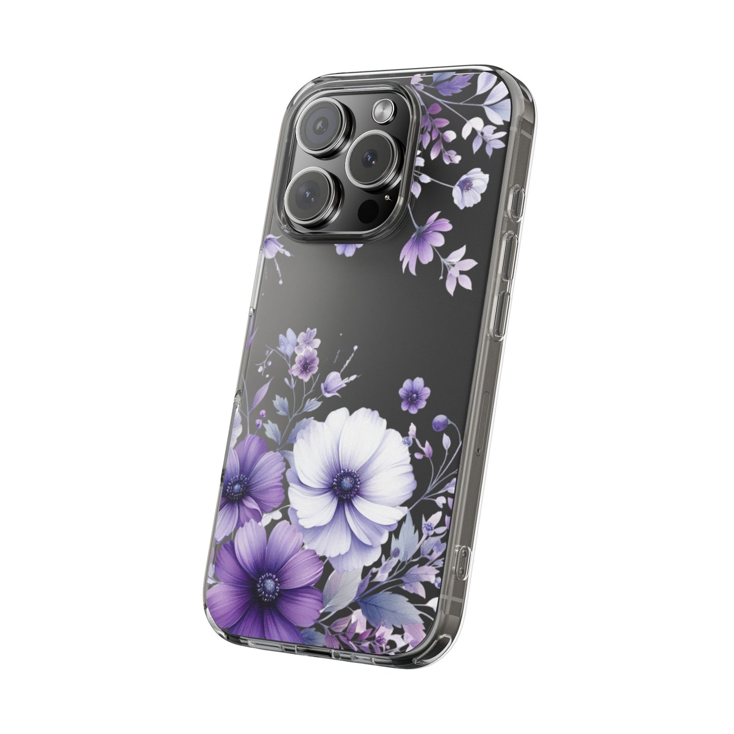 Clear Purple Flower Phone Case