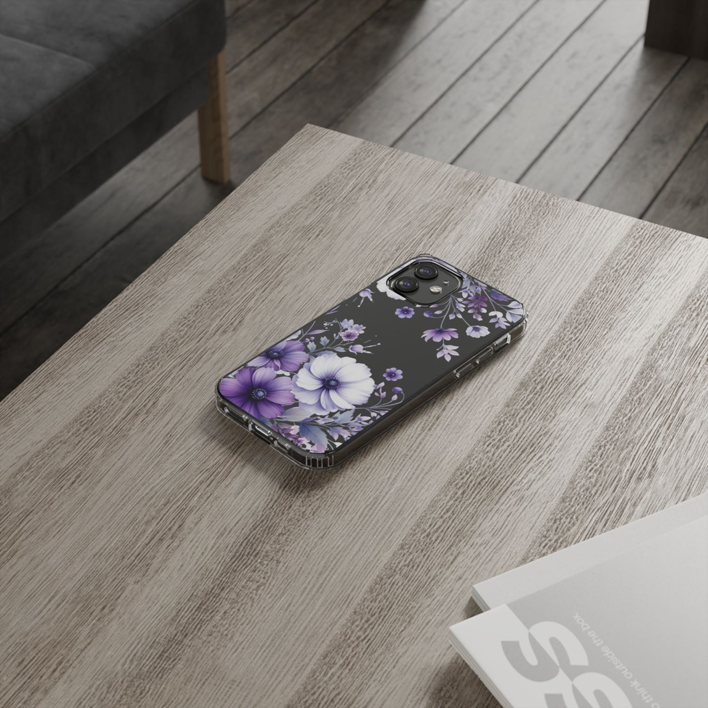 Clear Purple Flower Phone Case
