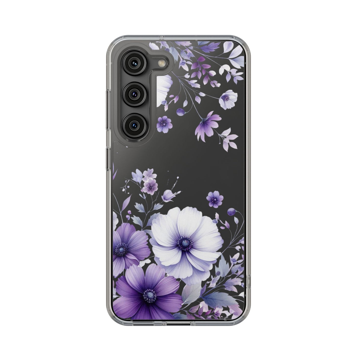 Clear Purple Flower Phone Case