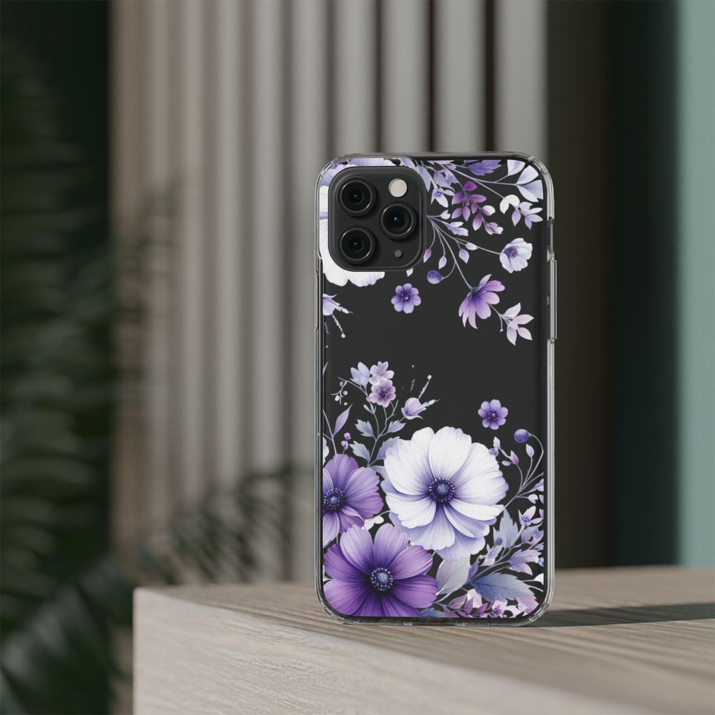 Clear Purple Flower Phone Case