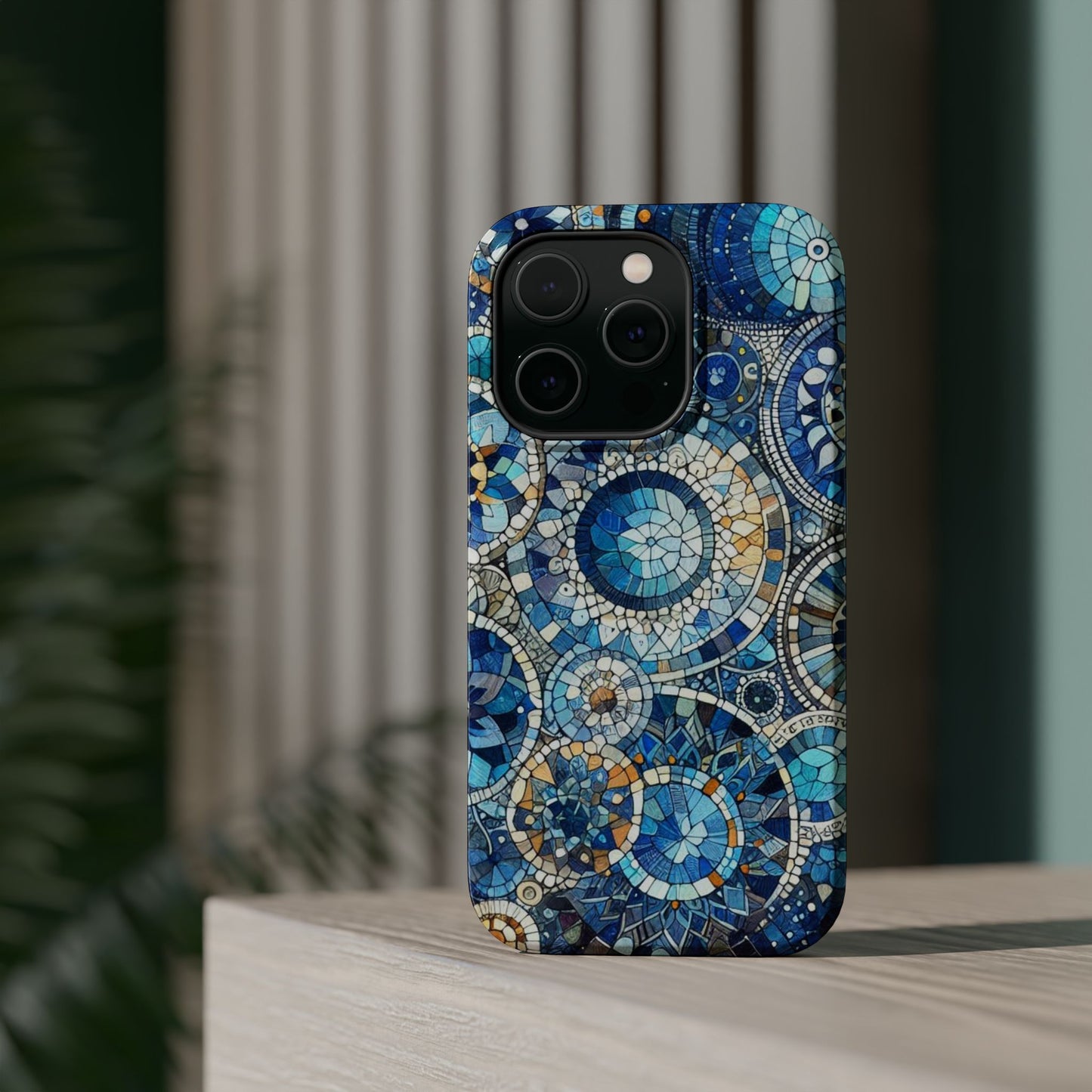 Blue Mosaic Phone Case Magnetic