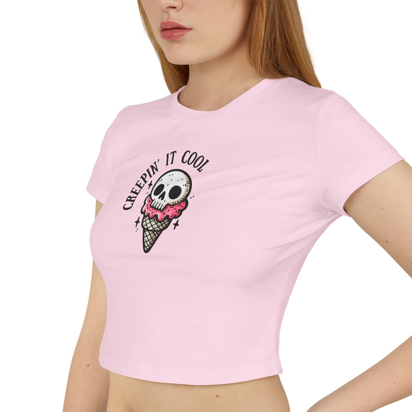 Women's Ice cream Skull Baby Tee