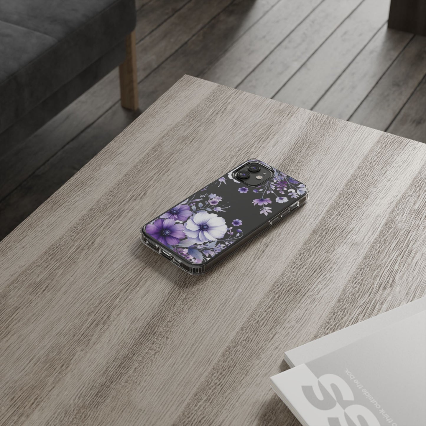 Clear Purple Flower Phone Case