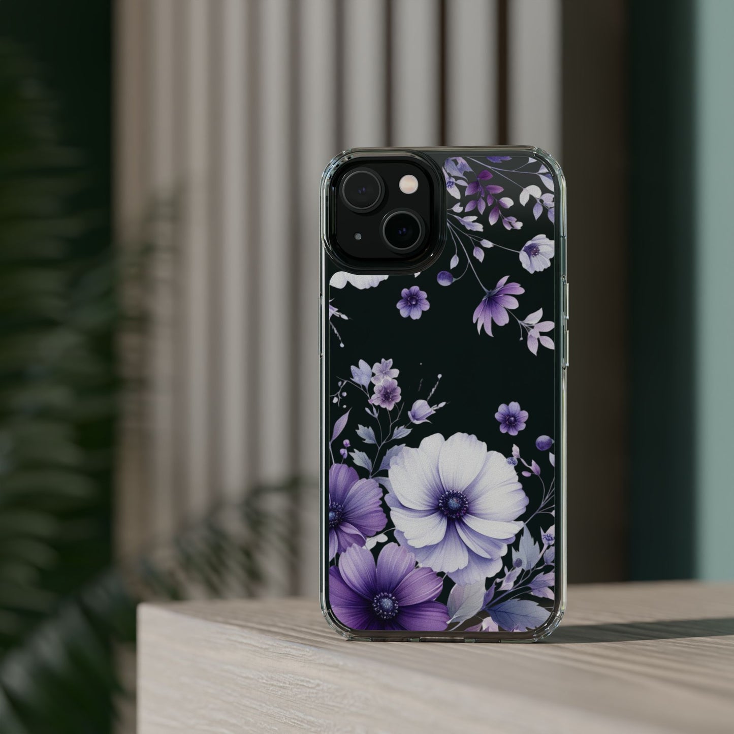 Clear Purple Flower Phone Case