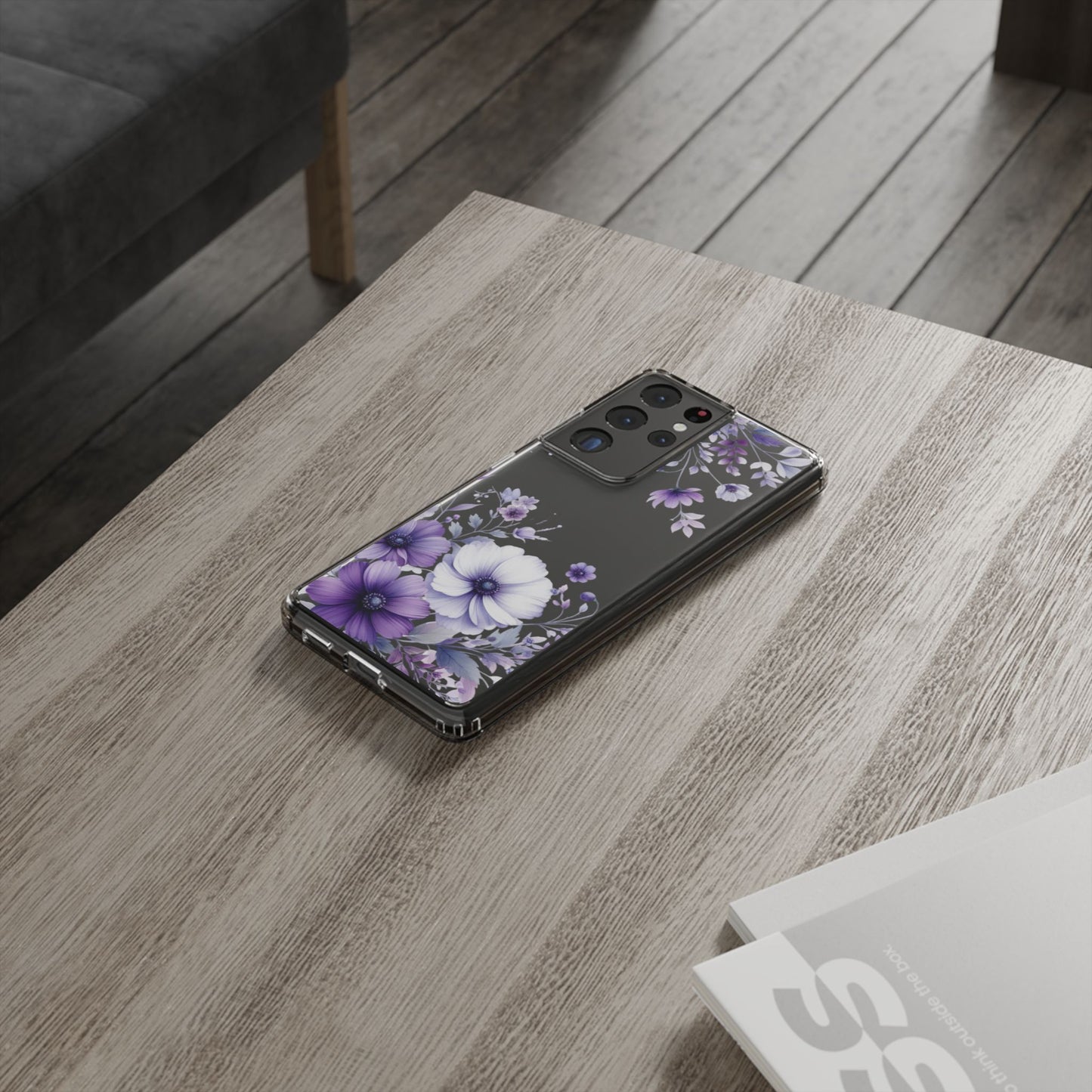 Clear Purple Flower Phone Case