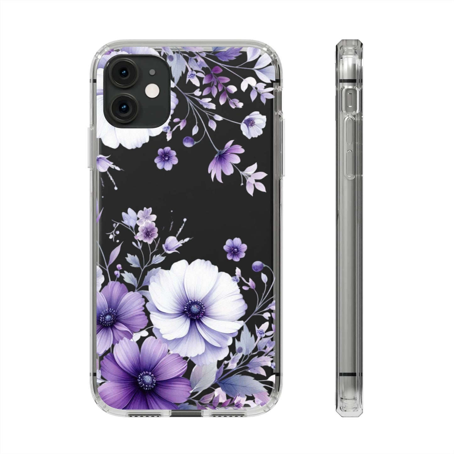 Clear Purple Flower Phone Case