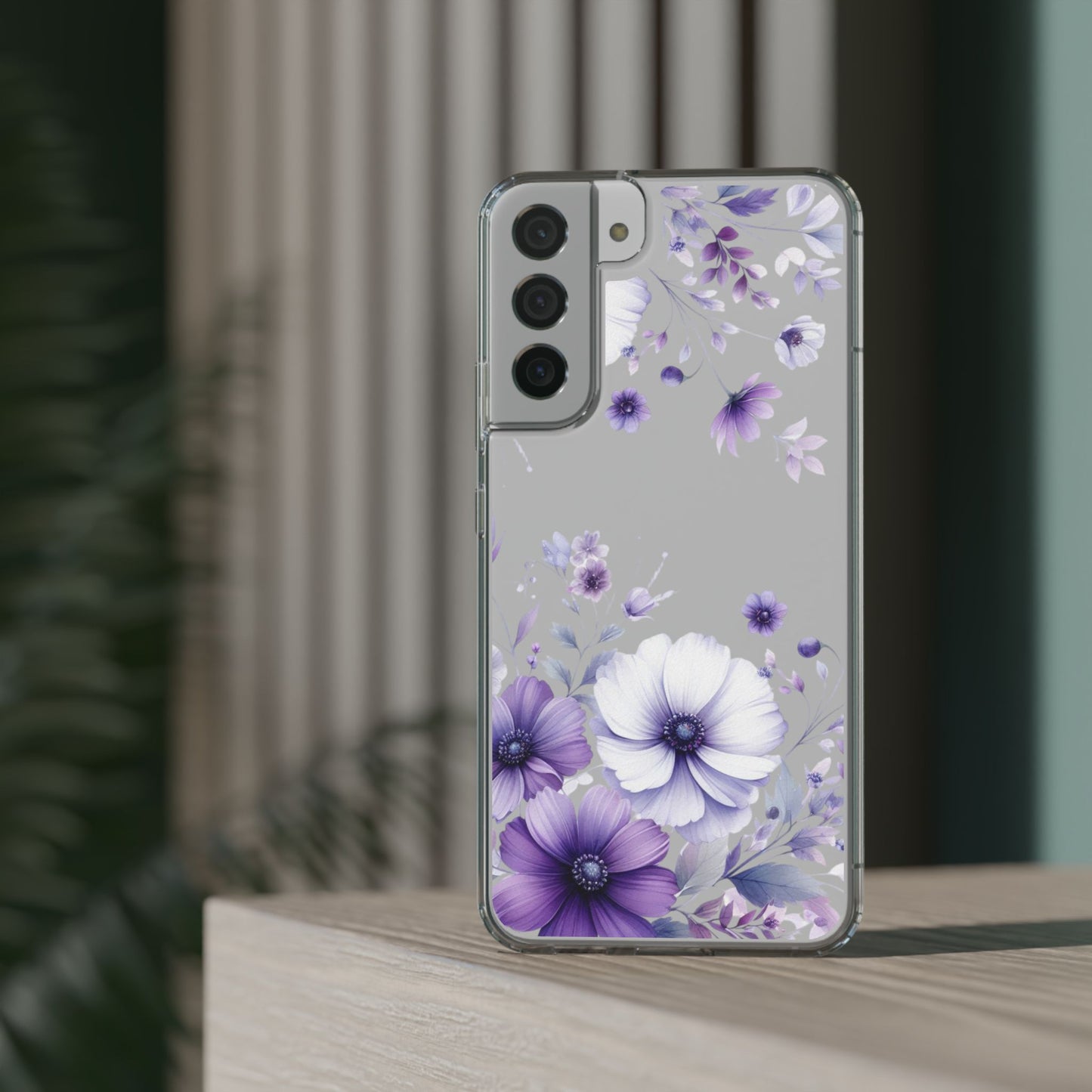 Clear Purple Flower Phone Case