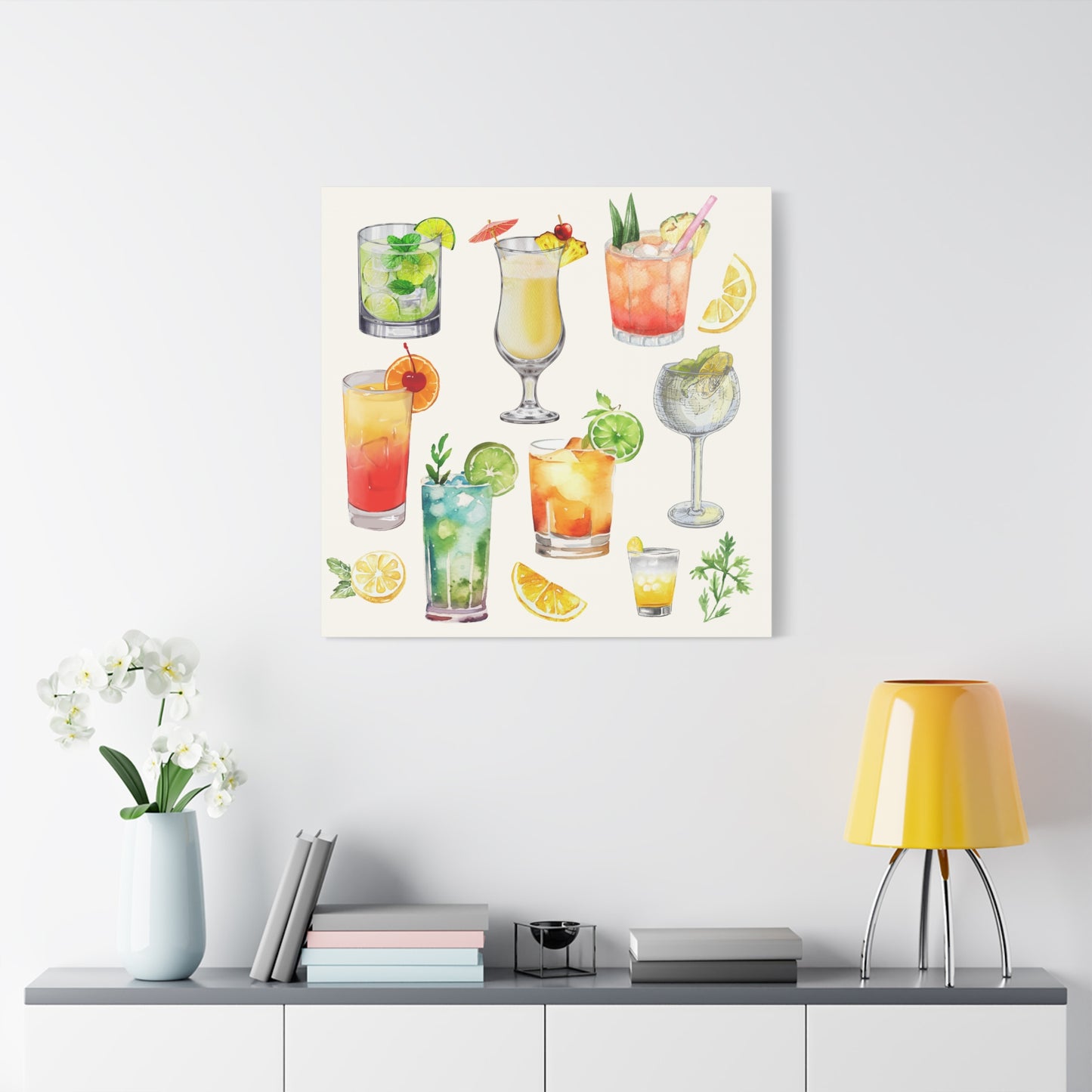 Watercolor Cocktails Canvas