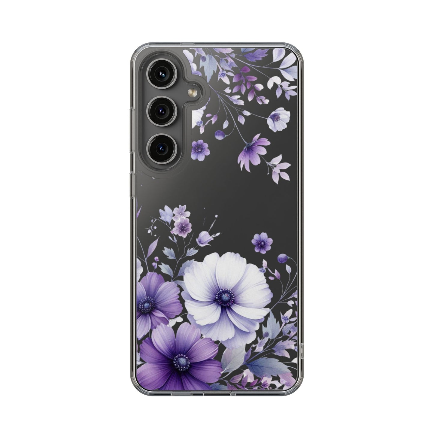 Clear Purple Flower Phone Case
