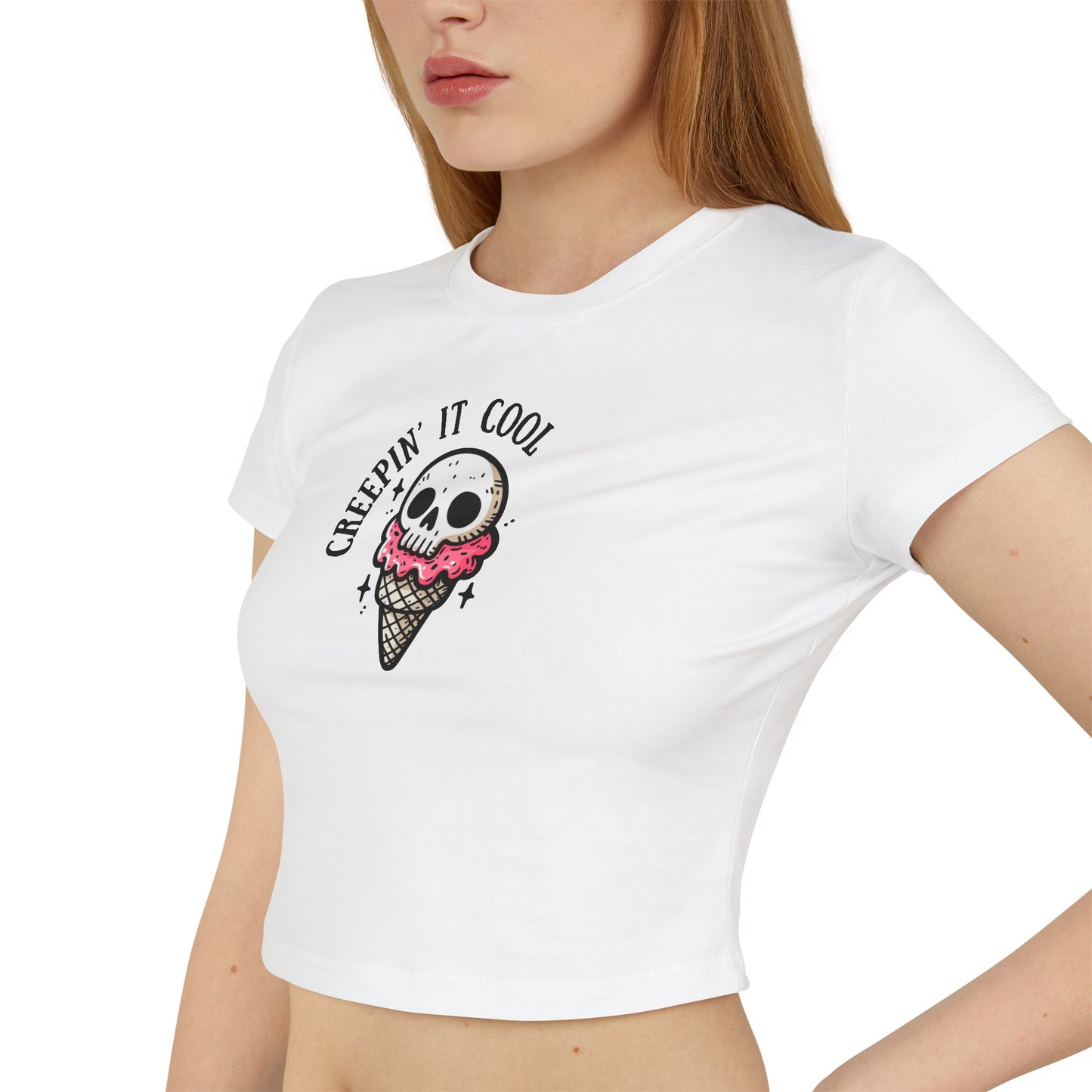 Women's Ice cream Skull Baby Tee