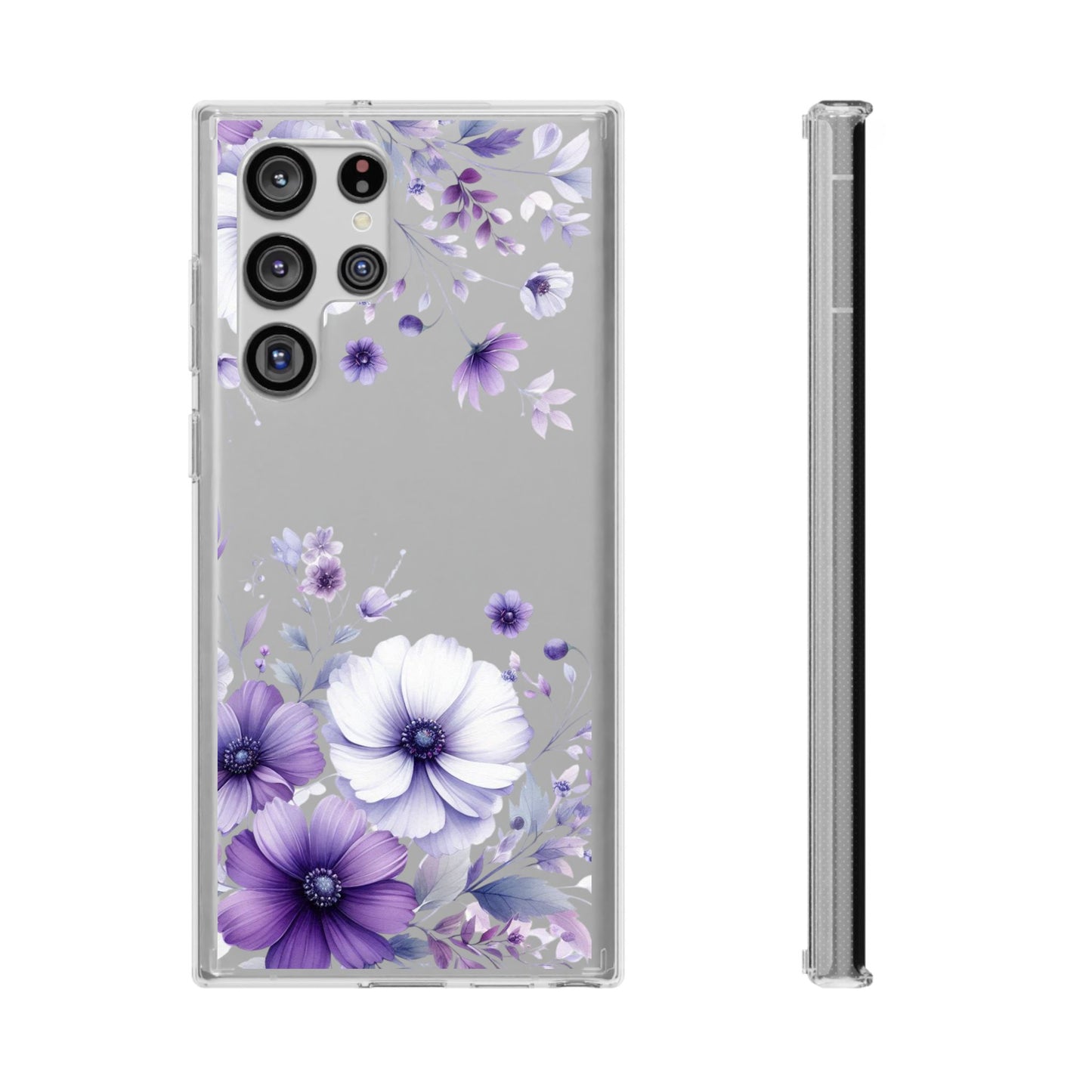 Clear Purple Flower Phone Case