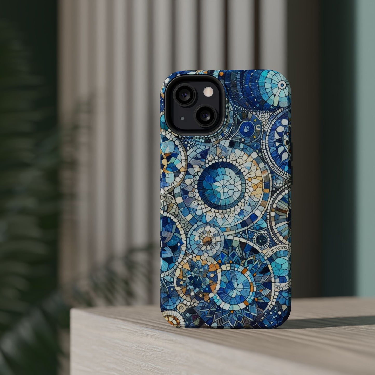 Blue Mosaic Phone Case Magnetic