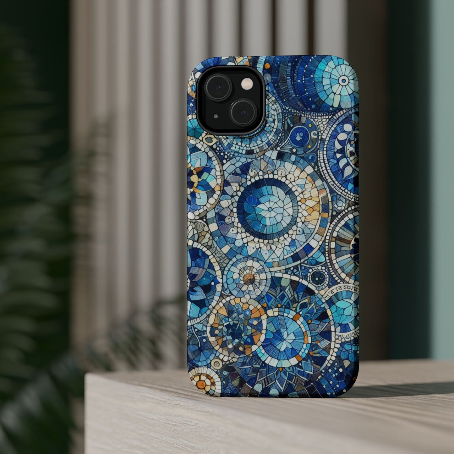 Blue Mosaic Phone Case Magnetic