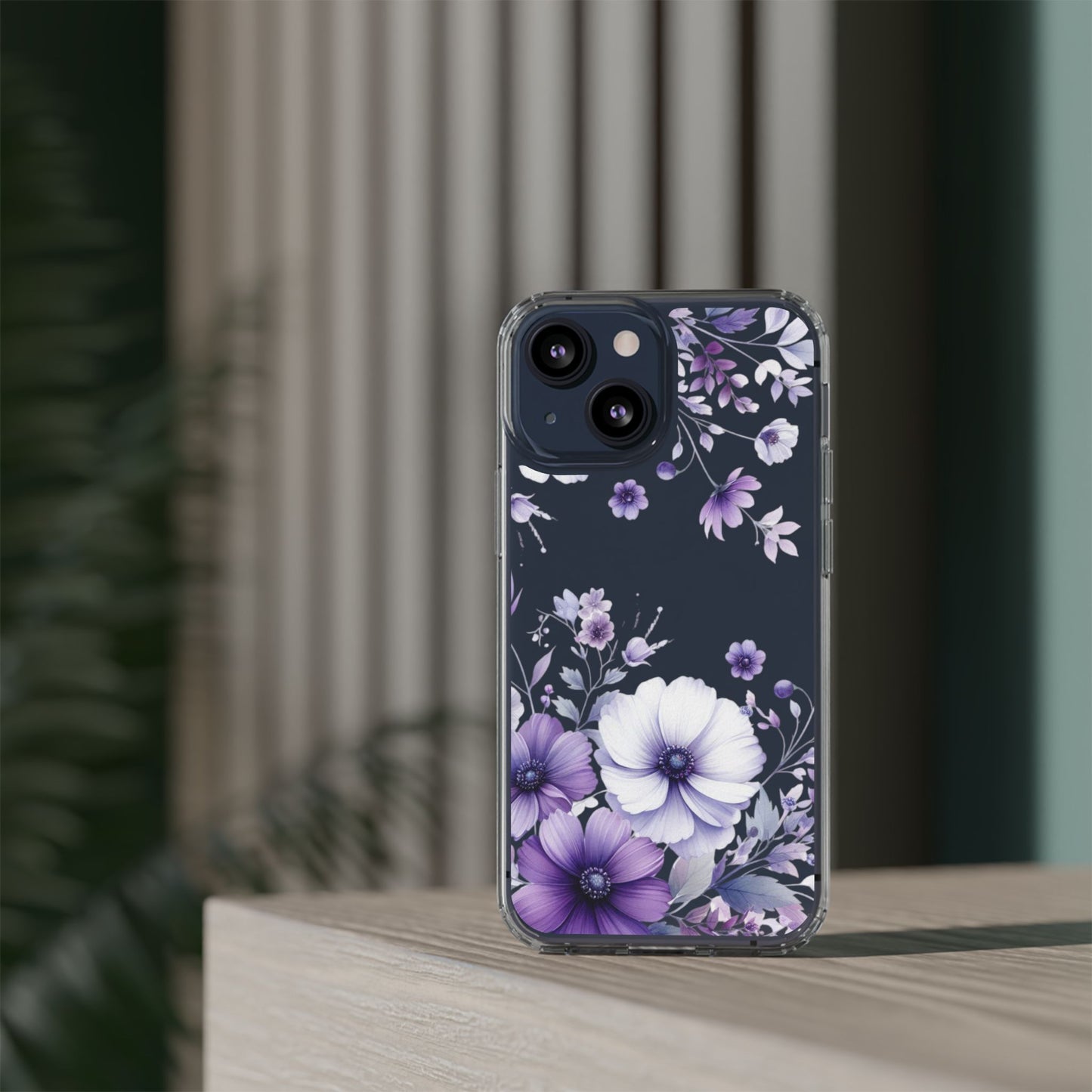 Clear Purple Flower Phone Case