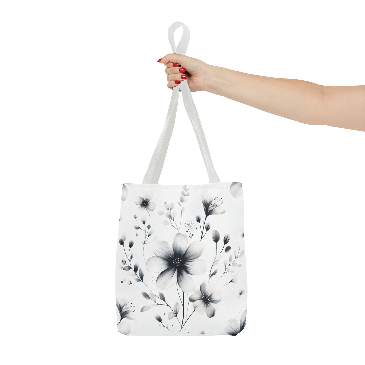 Black and white flower tote bag