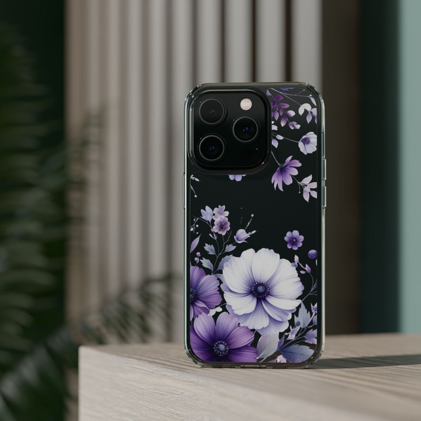 Clear Purple Flower Phone Case