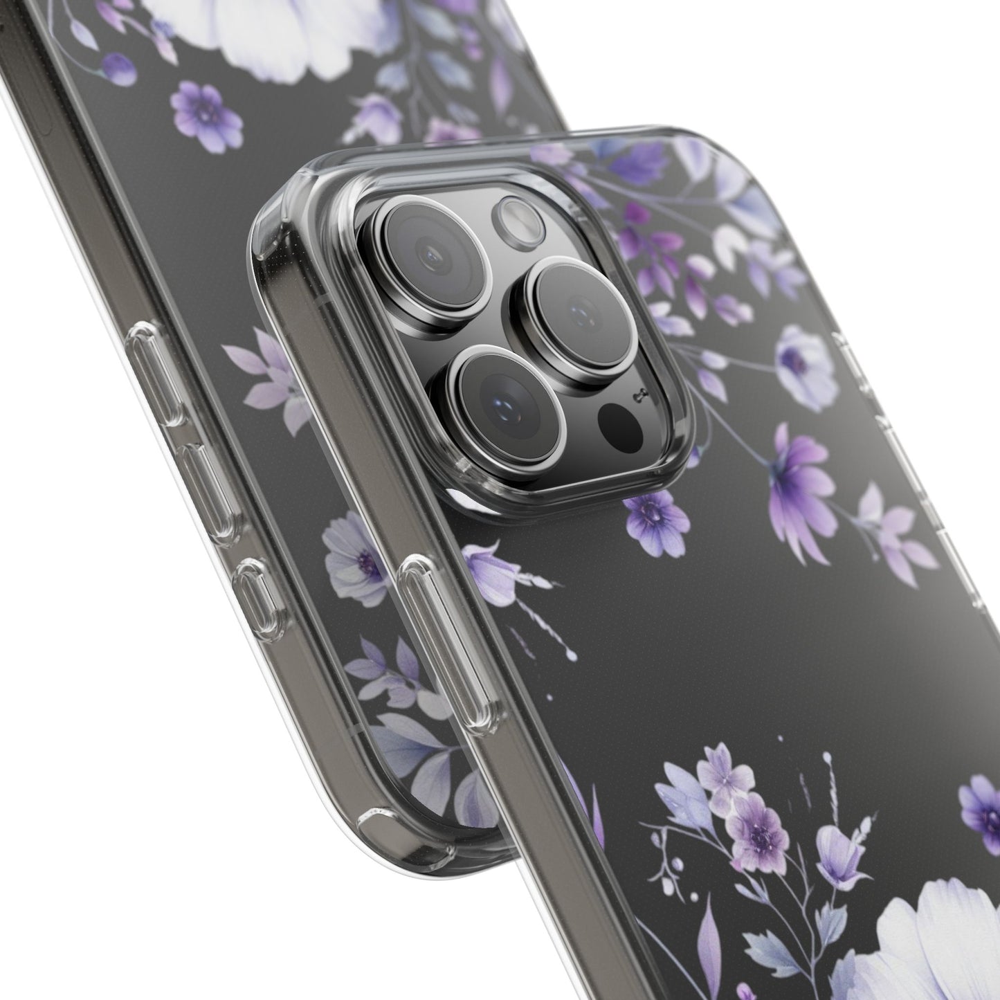 Clear Purple Flower Phone Case