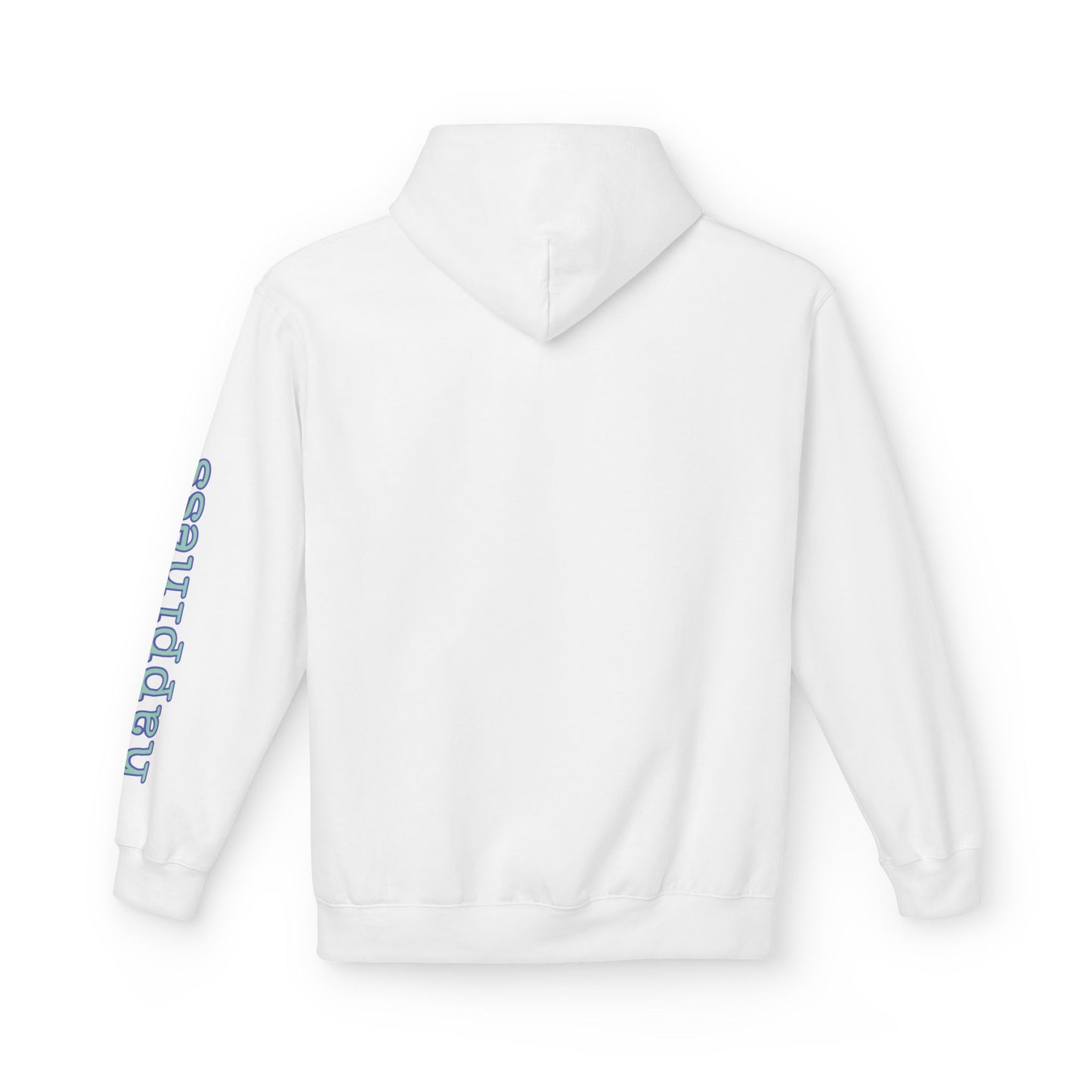 Teal/Purple Smiley Face Hoodie and 'Happiness' Sleeve Design