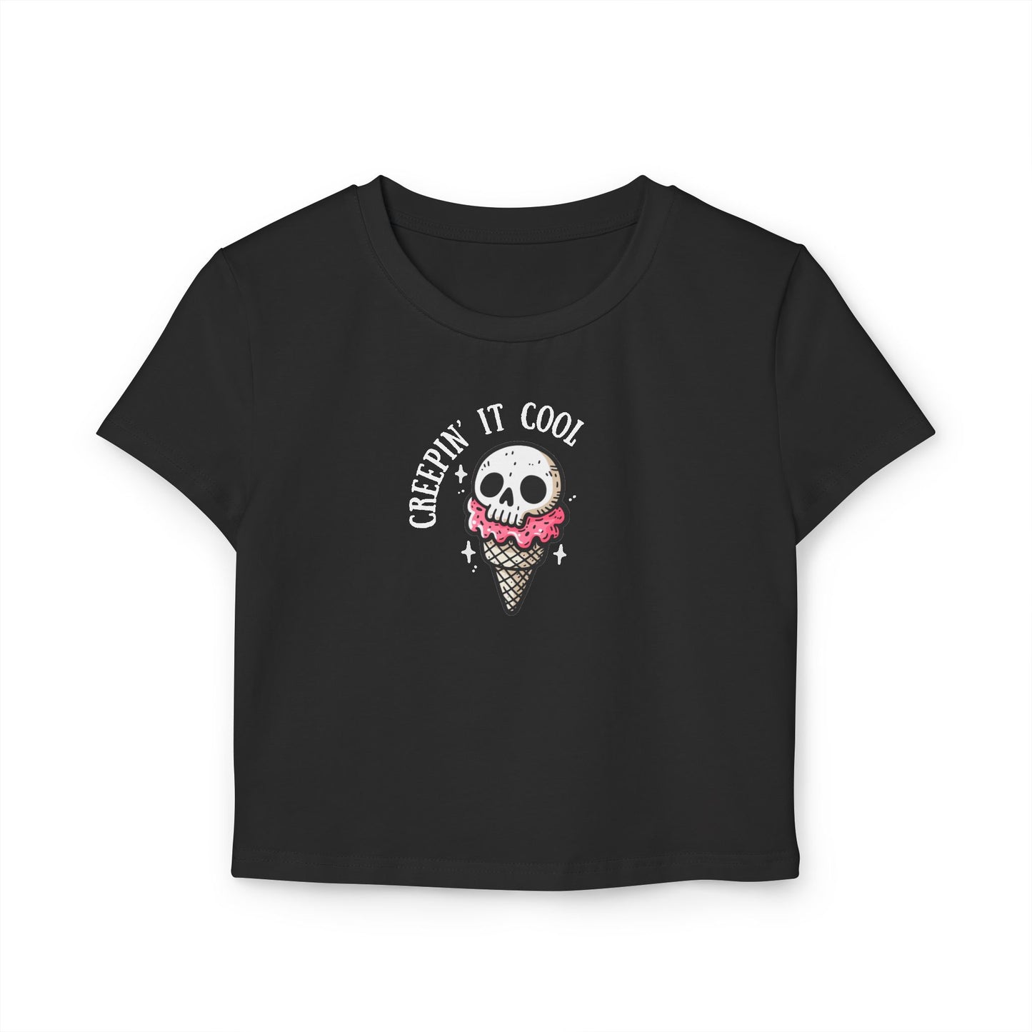 Women's Ice cream Skull Baby Tee