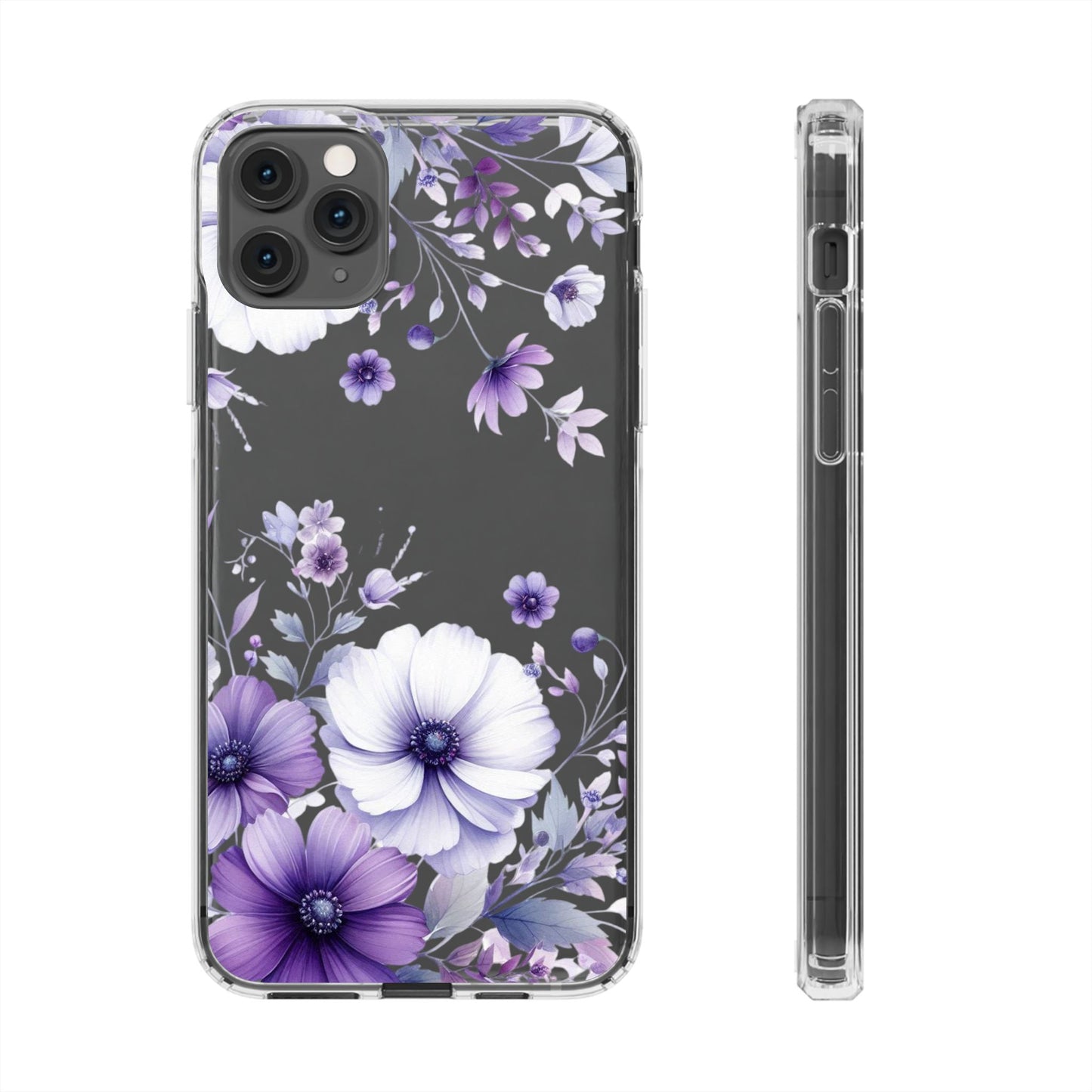Clear Purple Flower Phone Case