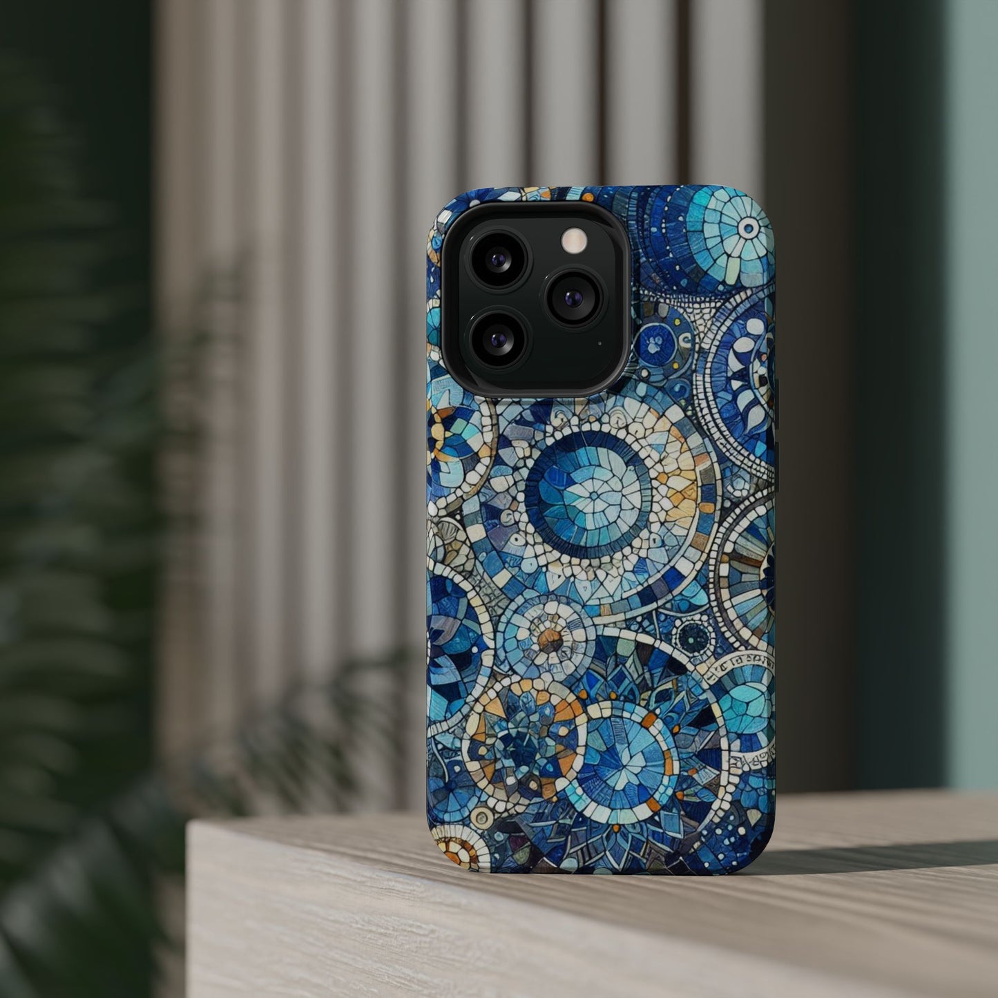 Blue Mosaic Phone Case Magnetic