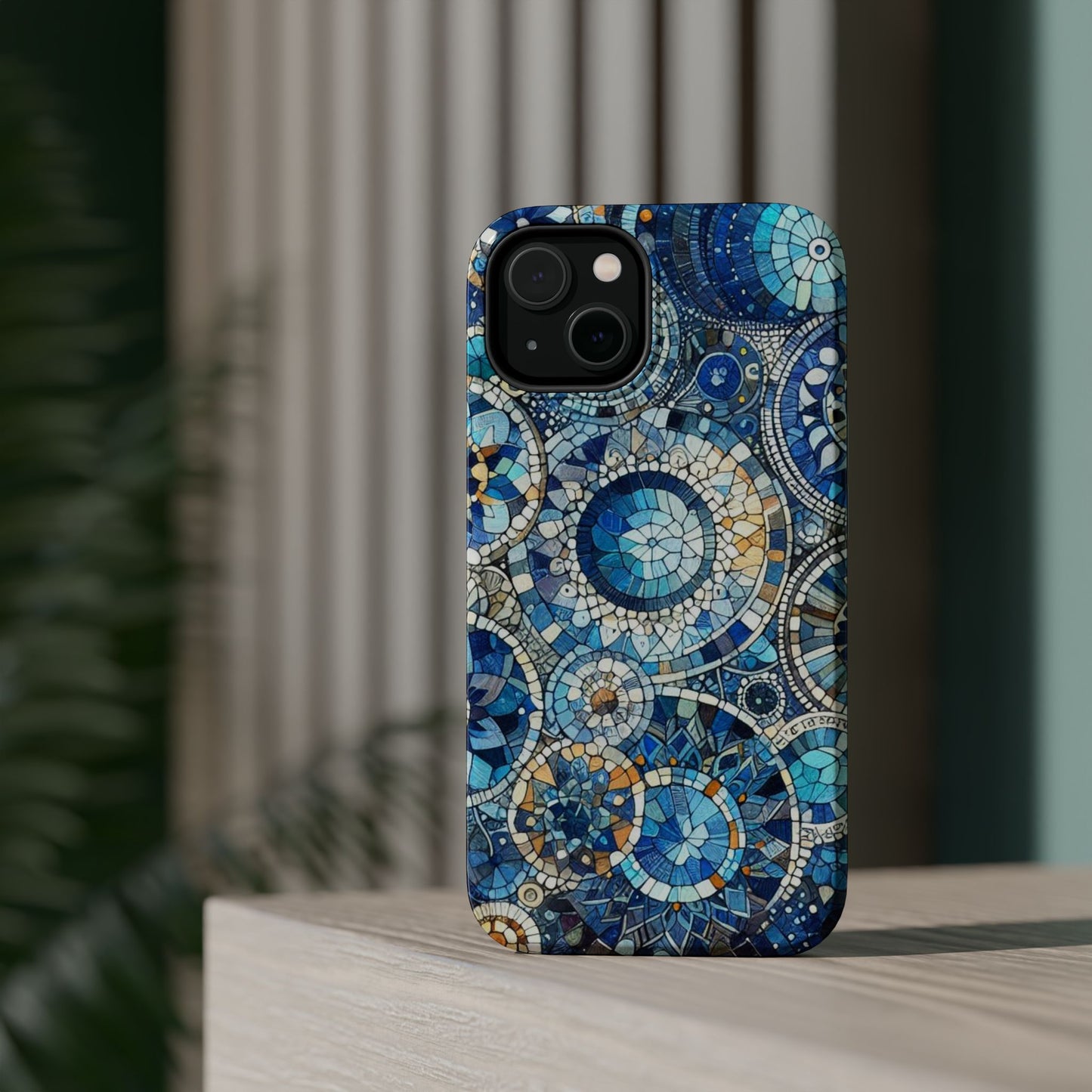 Blue Mosaic Phone Case Magnetic