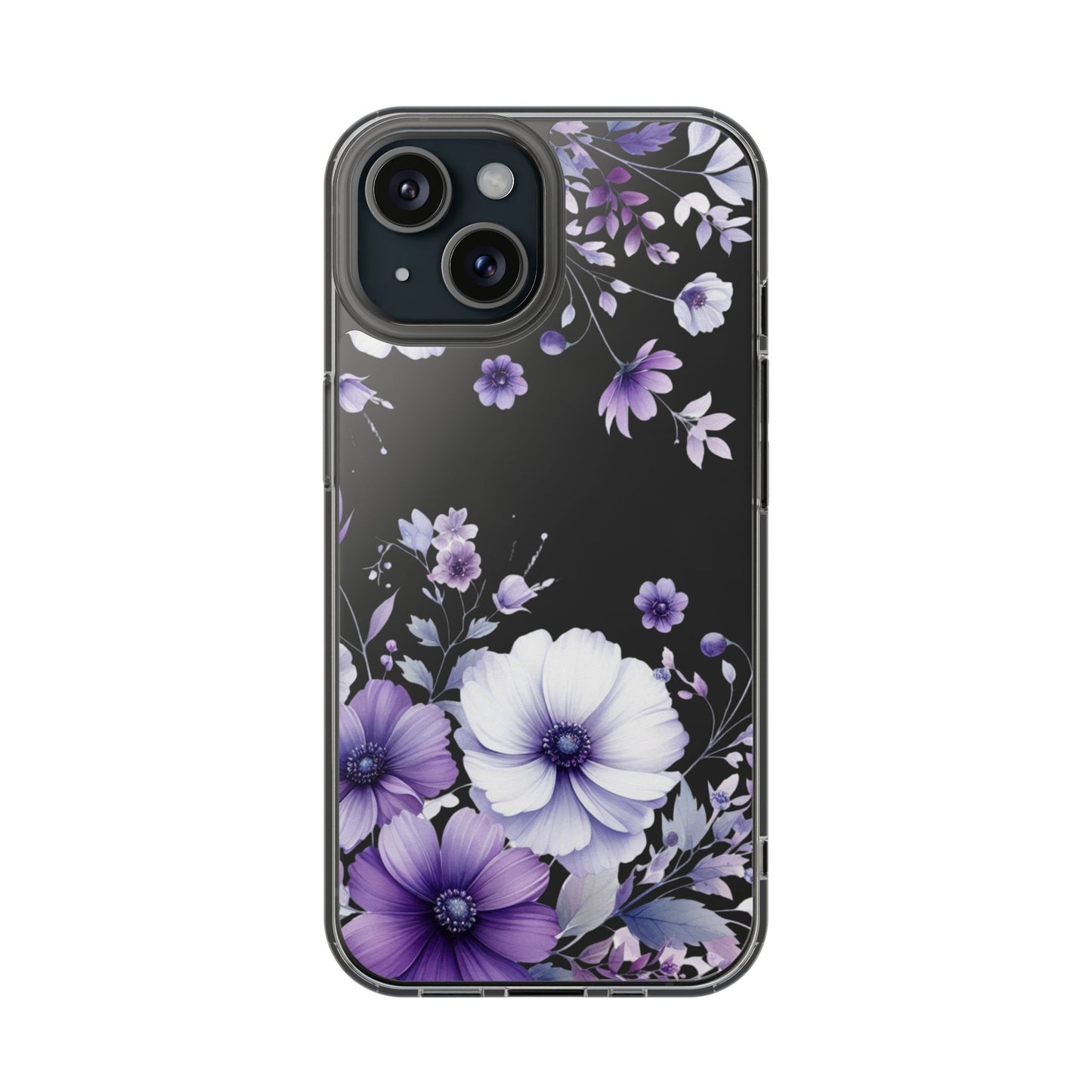 Clear Purple Flower Phone Case