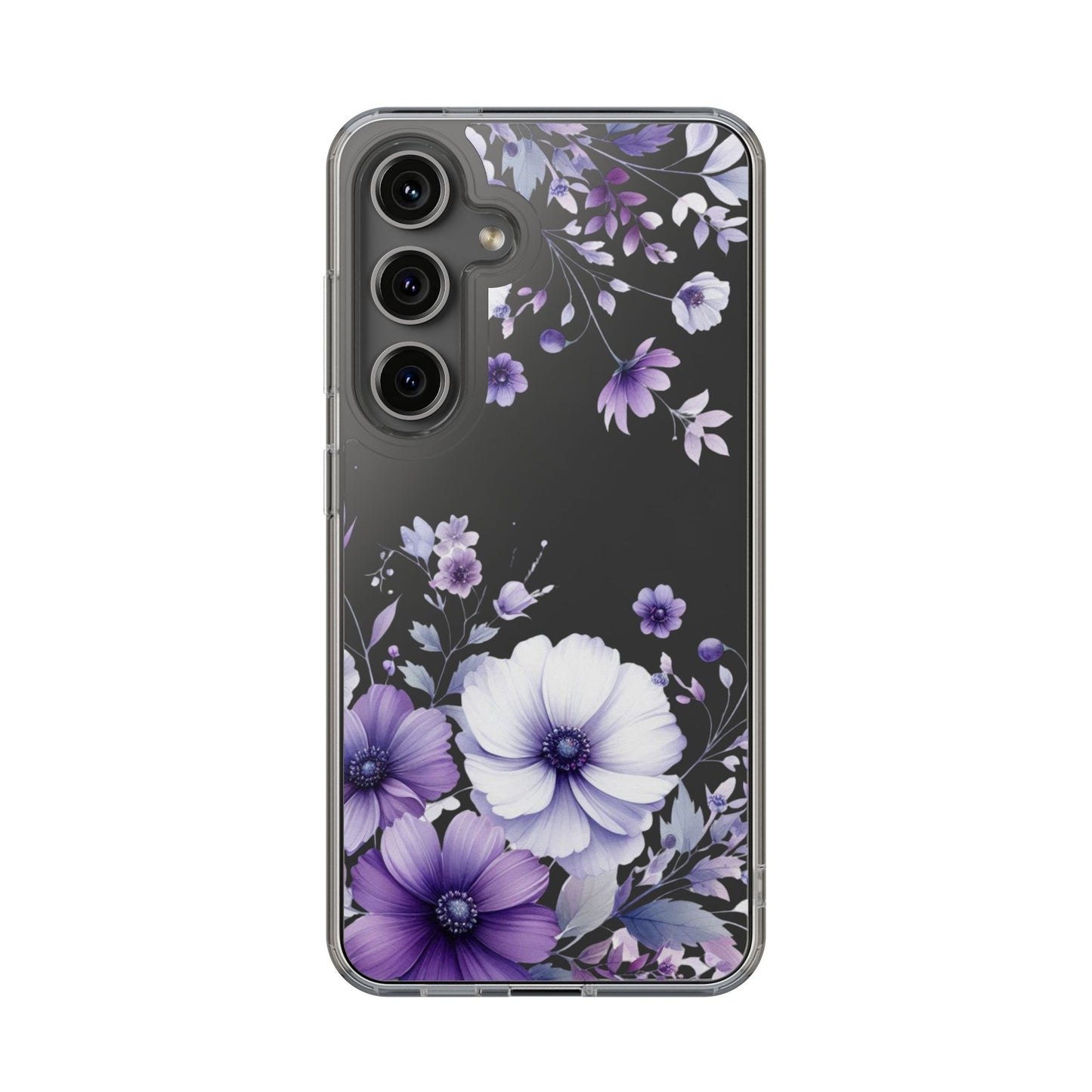 Clear Purple Flower Phone Case