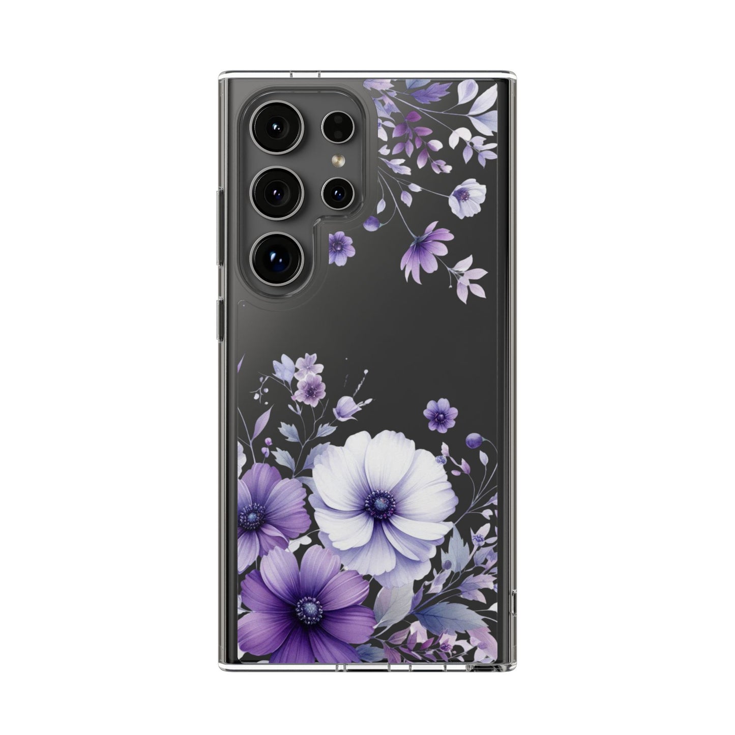 Clear Purple Flower Phone Case