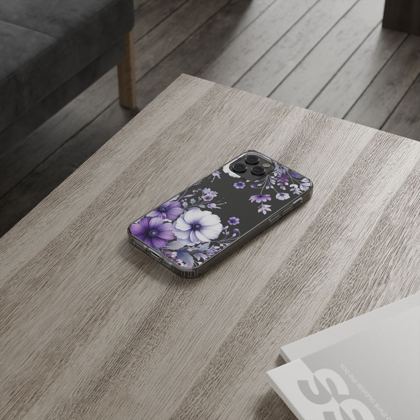 Clear Purple Flower Phone Case