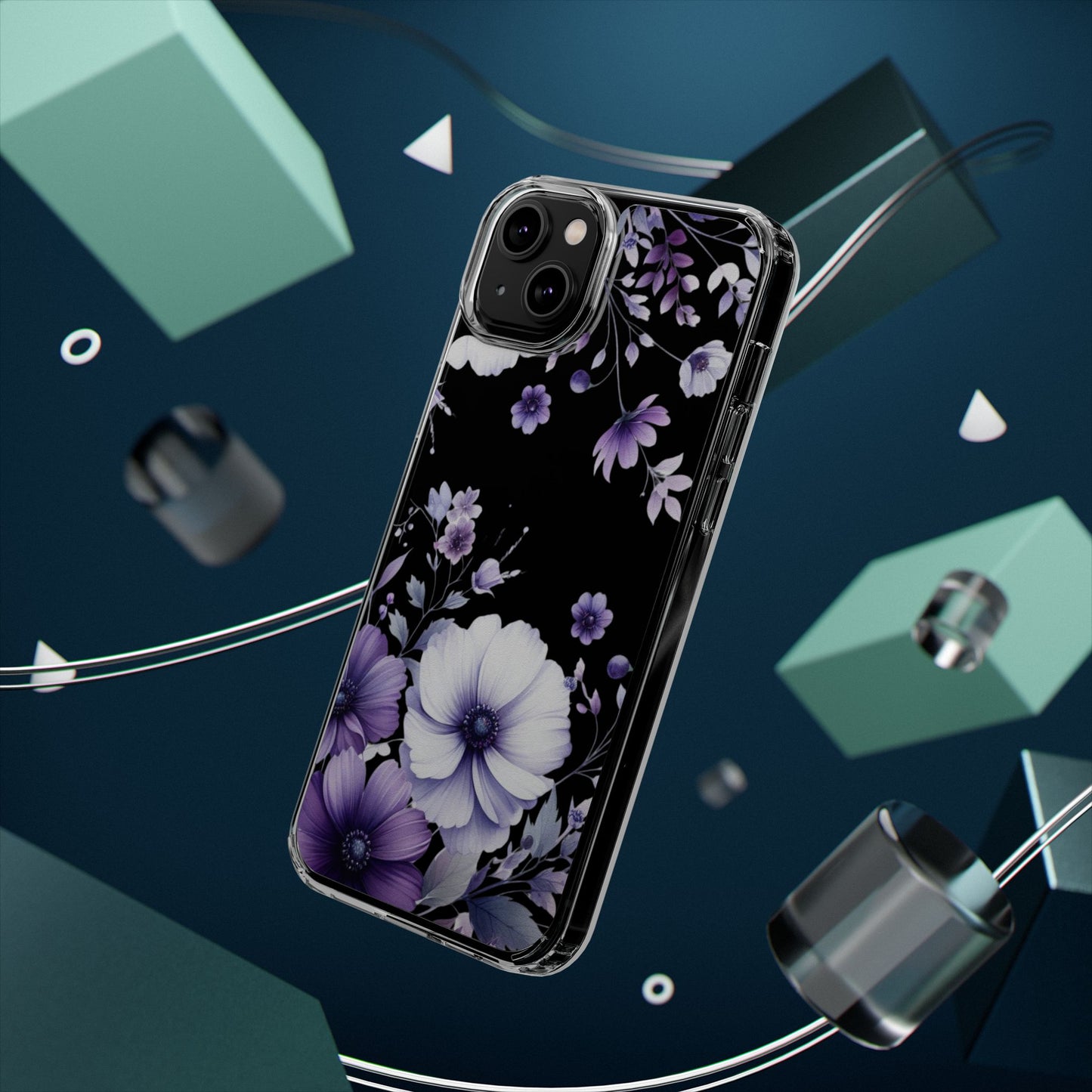 Clear Purple Flower Phone Case