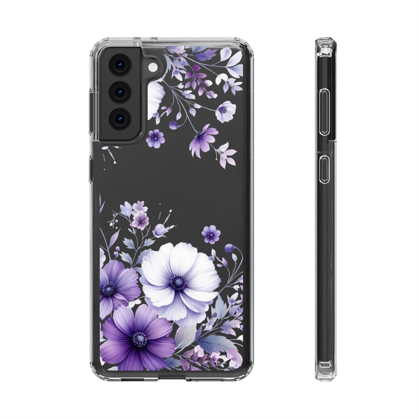 Clear Purple Flower Phone Case