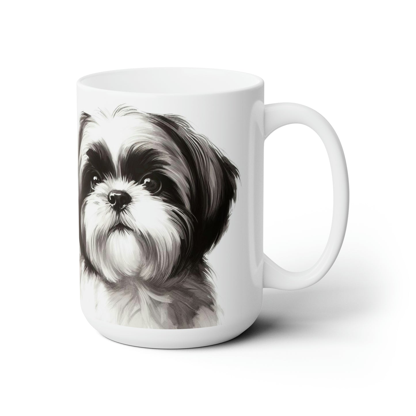Shih tzu Mug, black and white, simplistic, 15oz