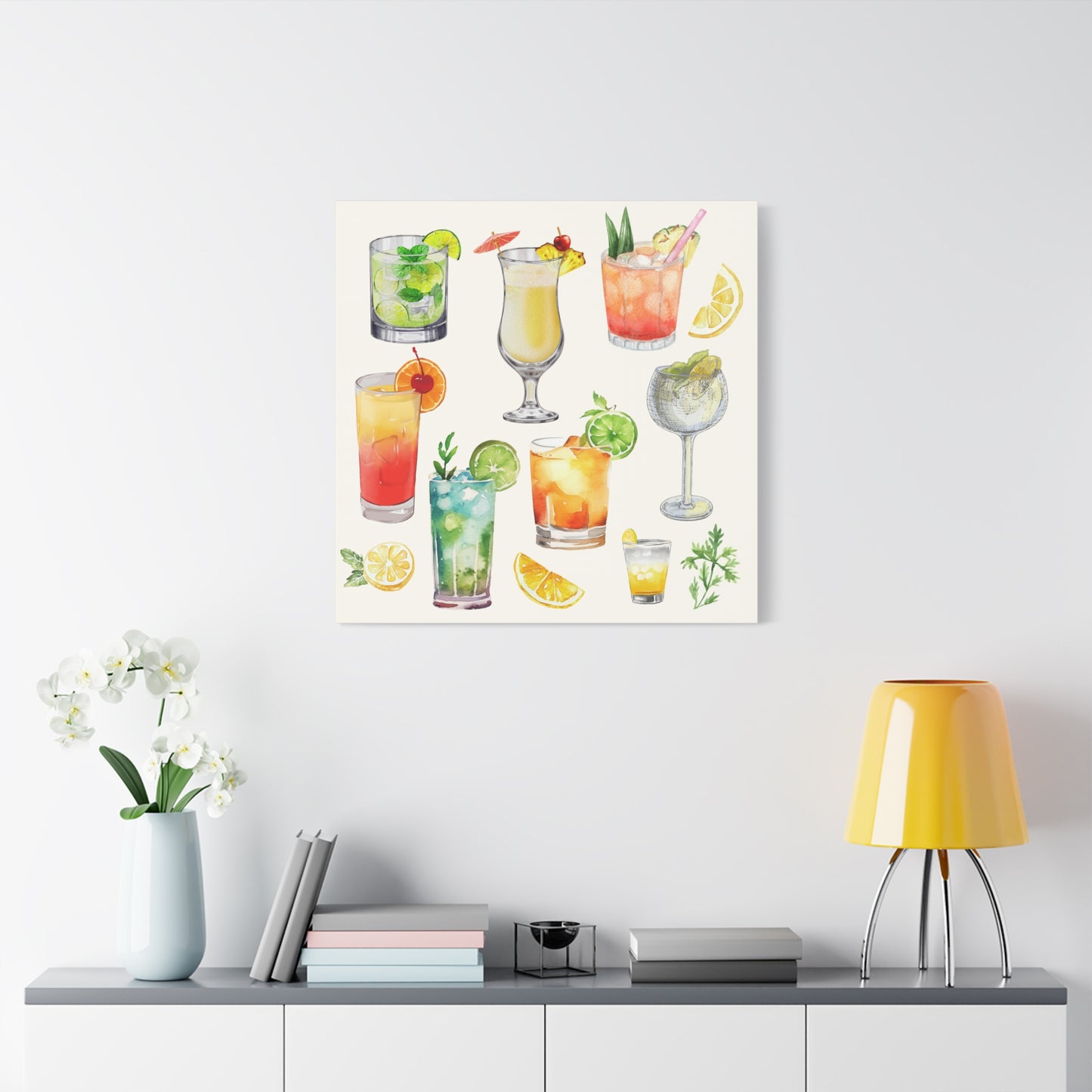 Watercolor Cocktails Canvas