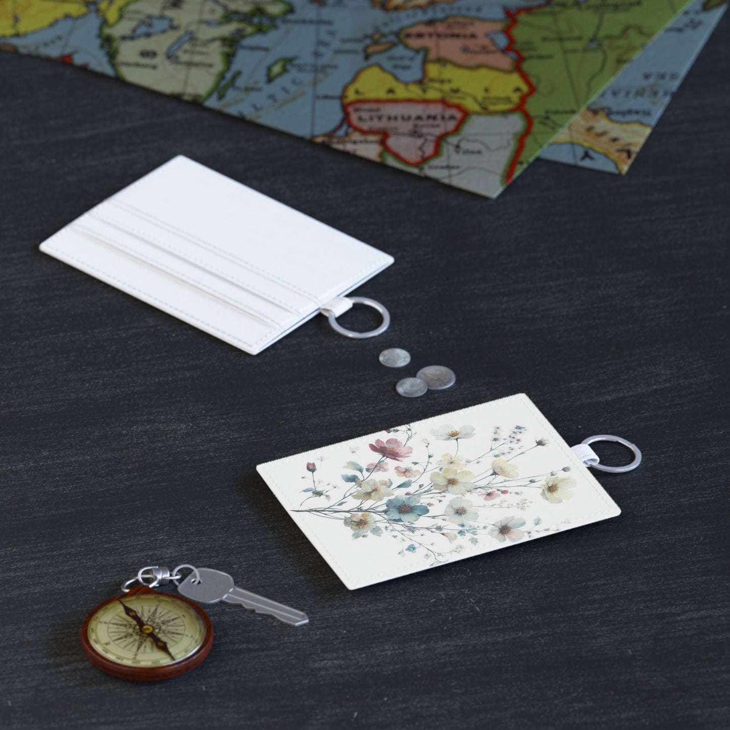 Slim wallet faux leather card holder