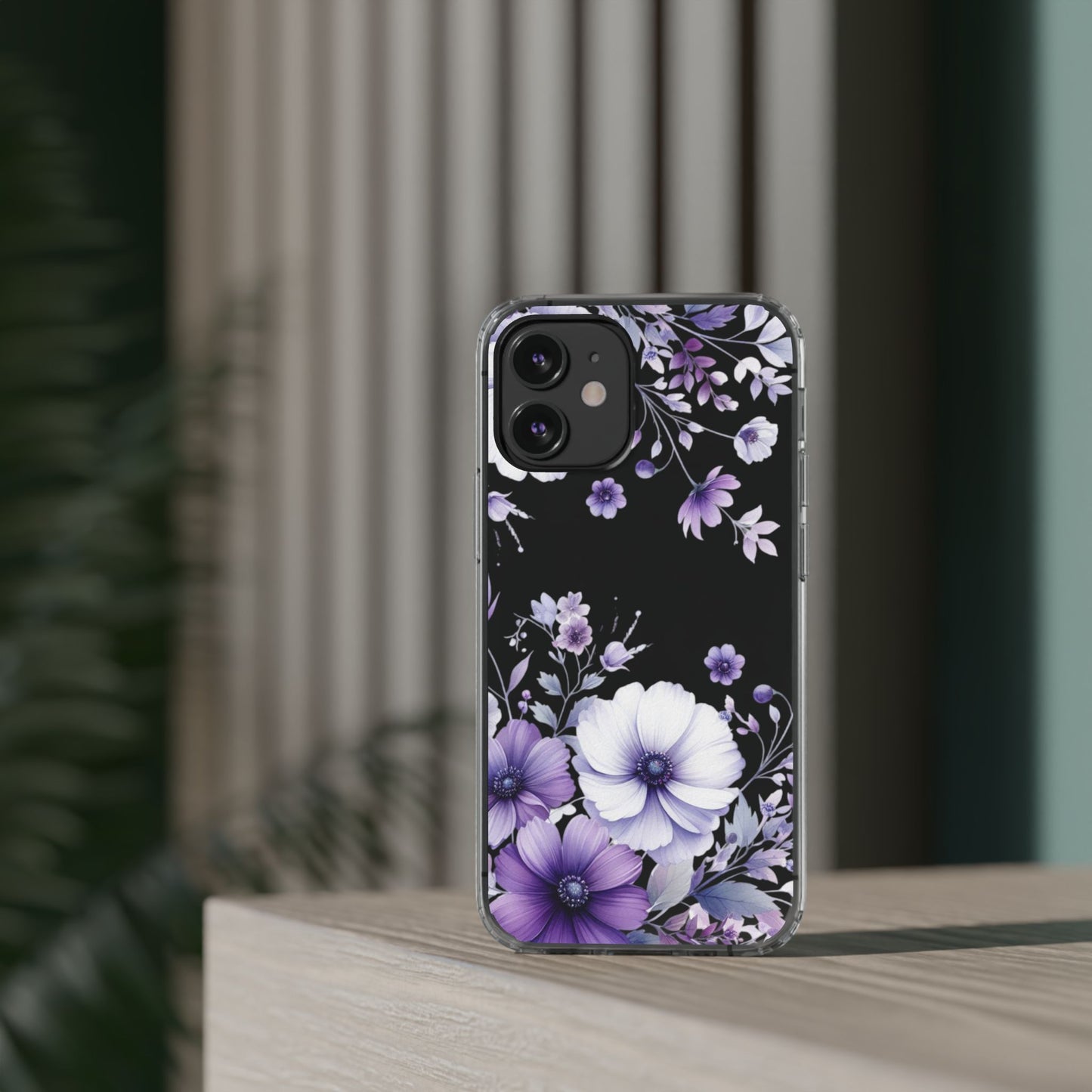 Clear Purple Flower Phone Case
