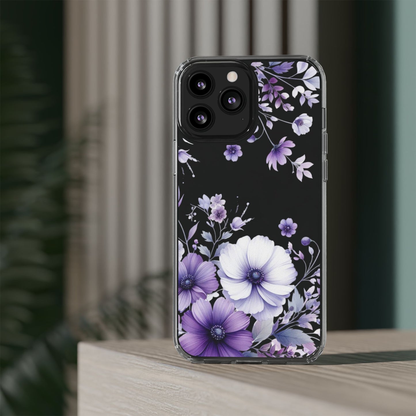 Clear Purple Flower Phone Case