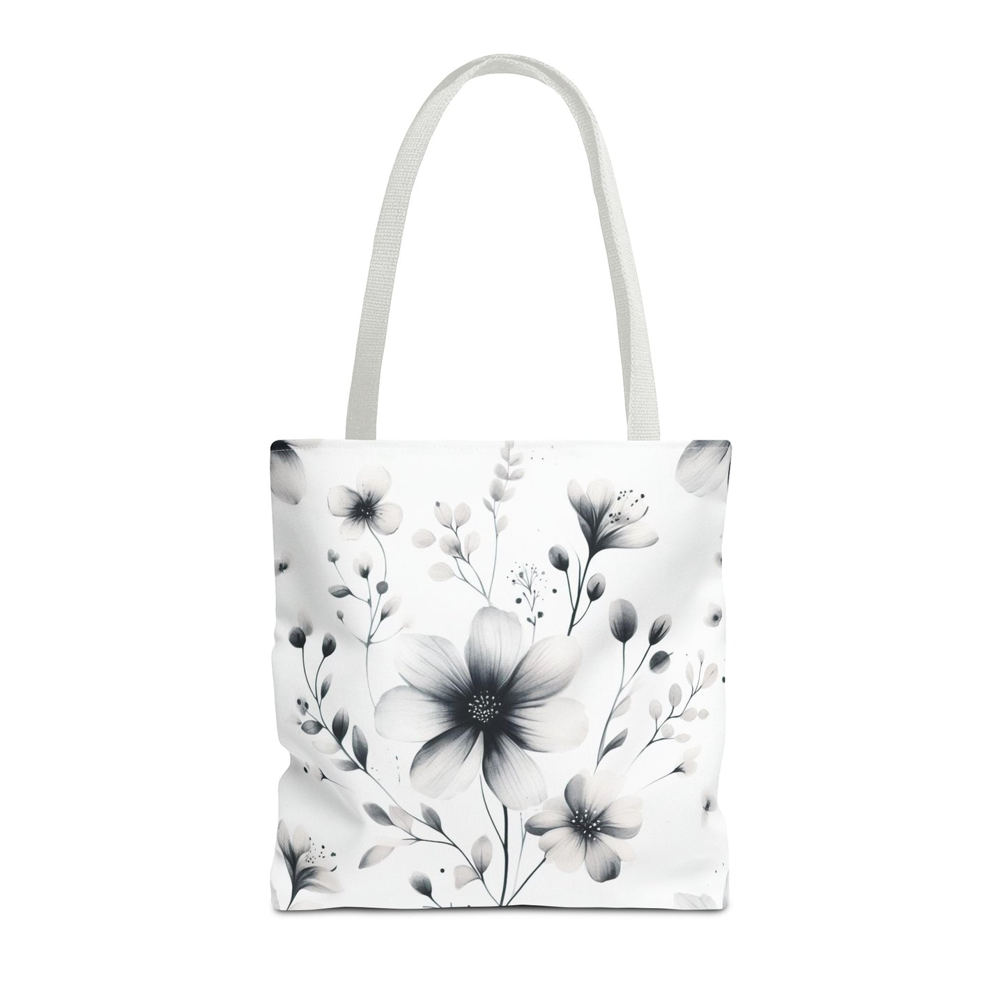 Black and white flower tote bag