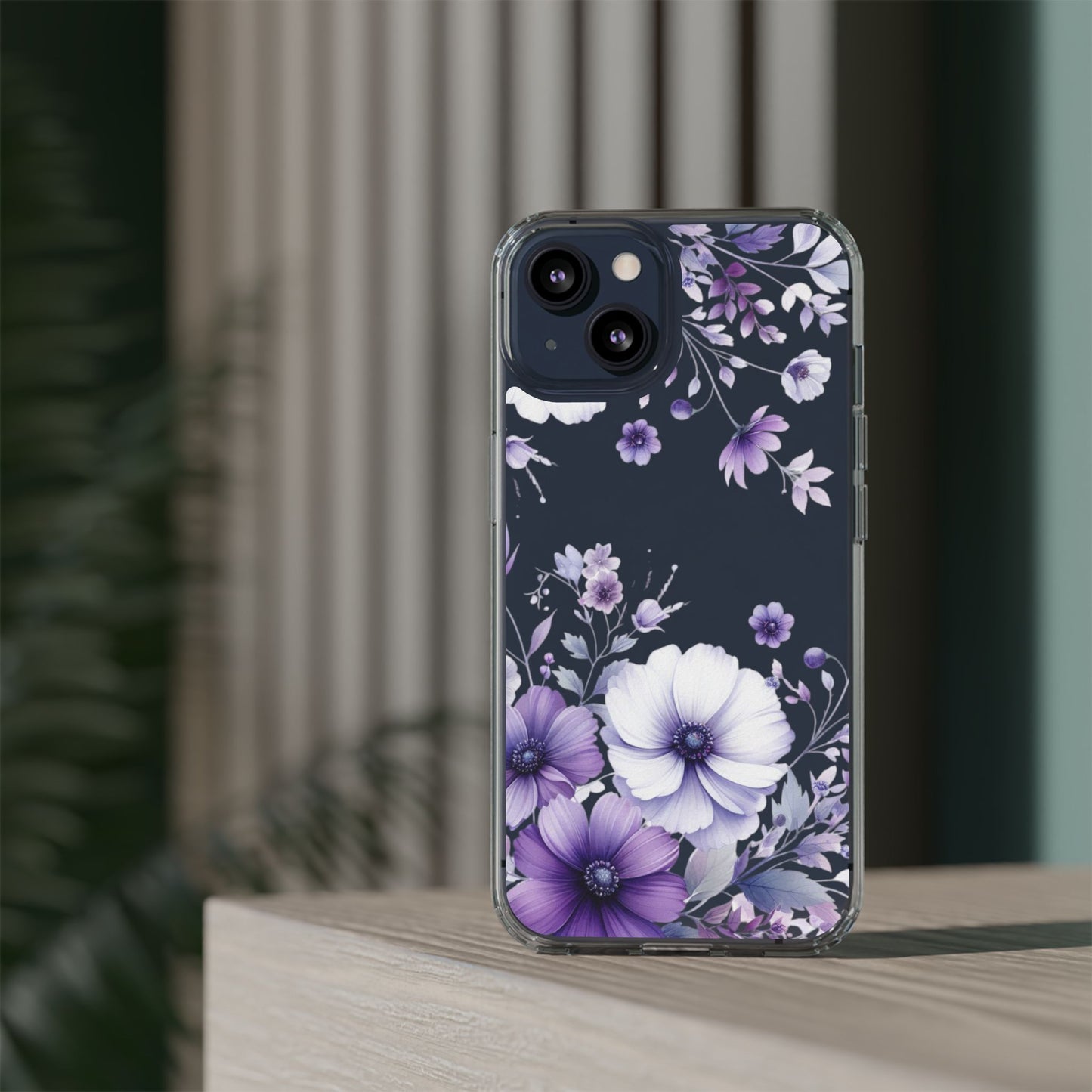 Clear Purple Flower Phone Case