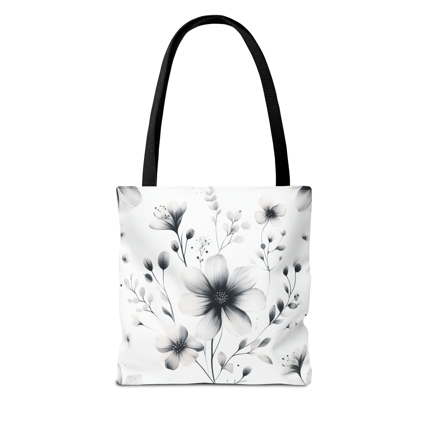 Black and white flower tote bag