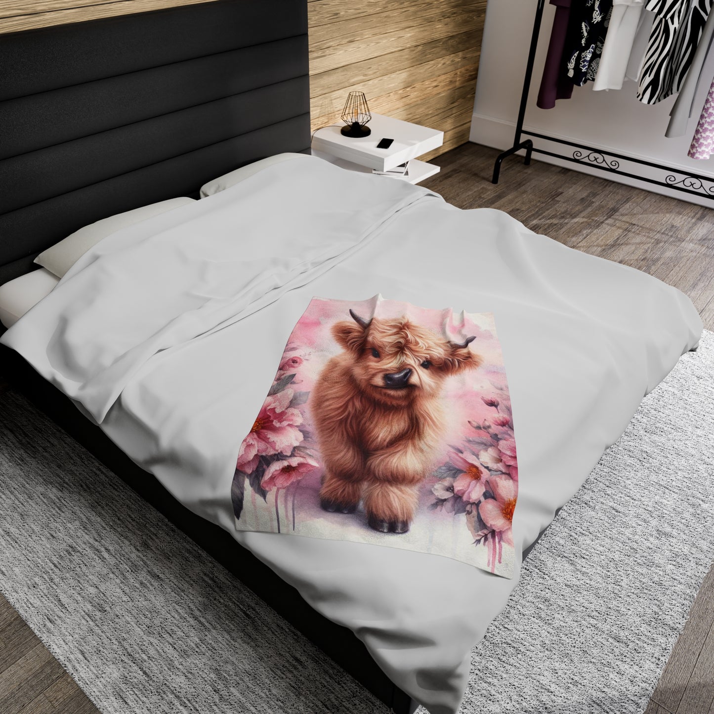 Pink Highland Cow Blanket