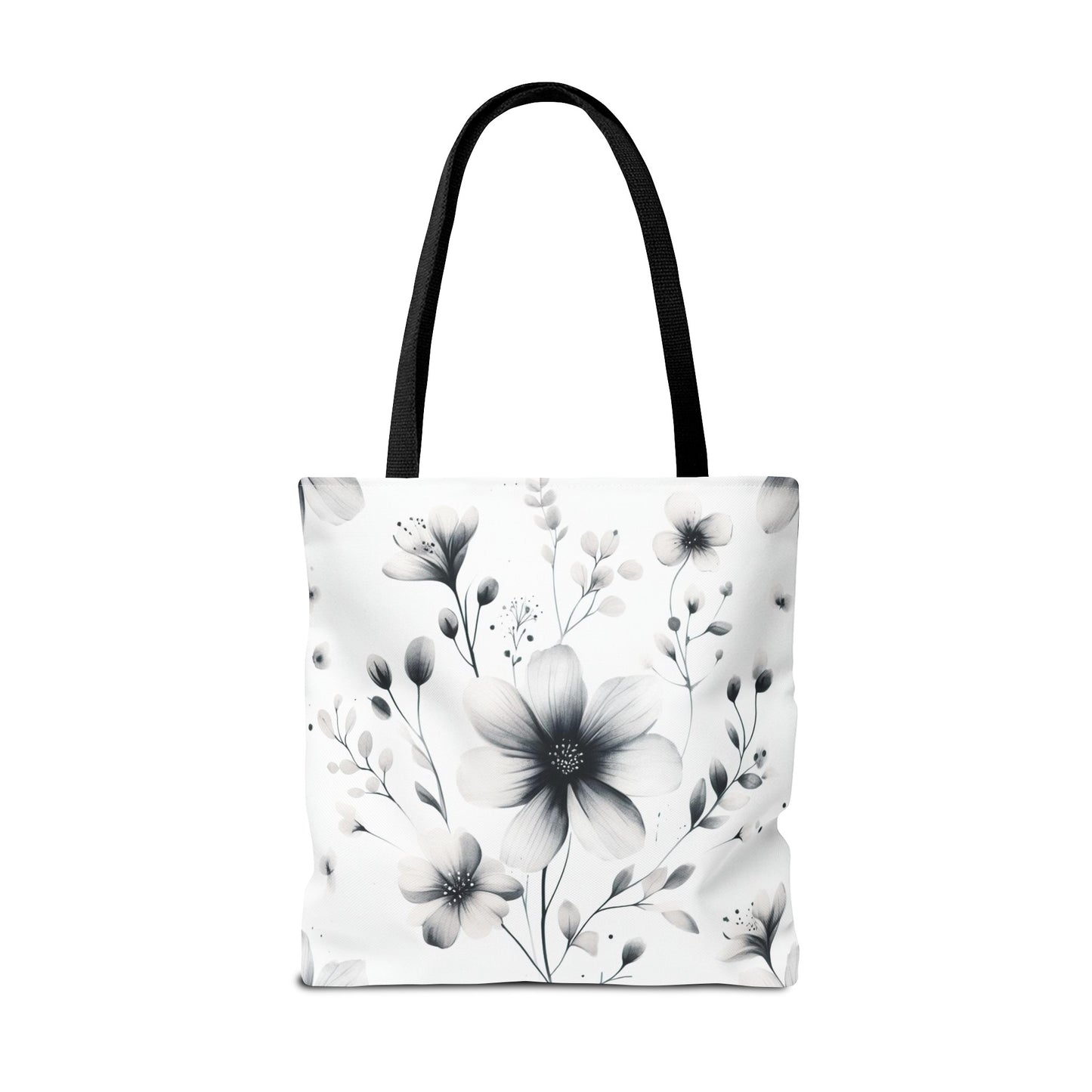 Black and white flower tote bag