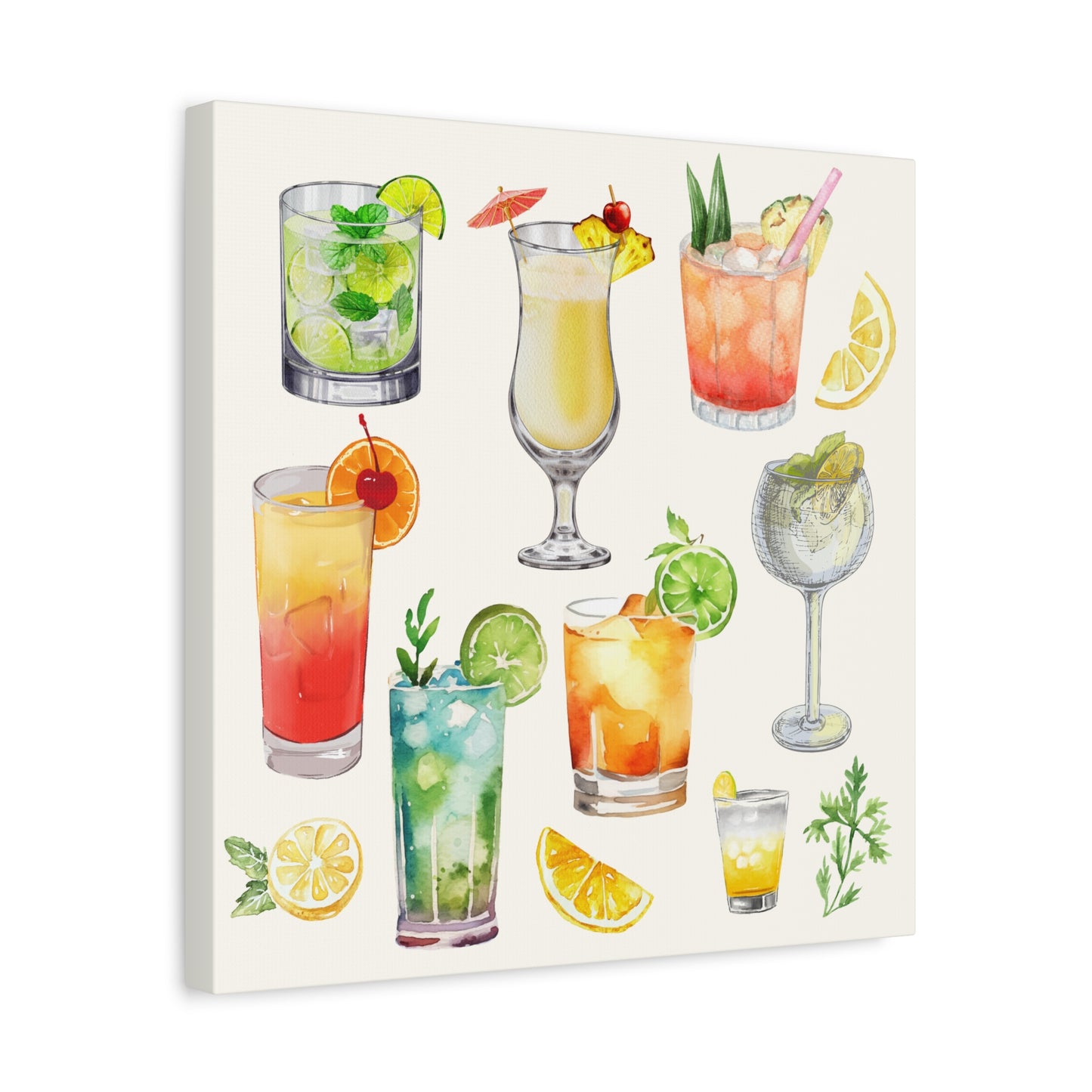Watercolor Cocktails Canvas