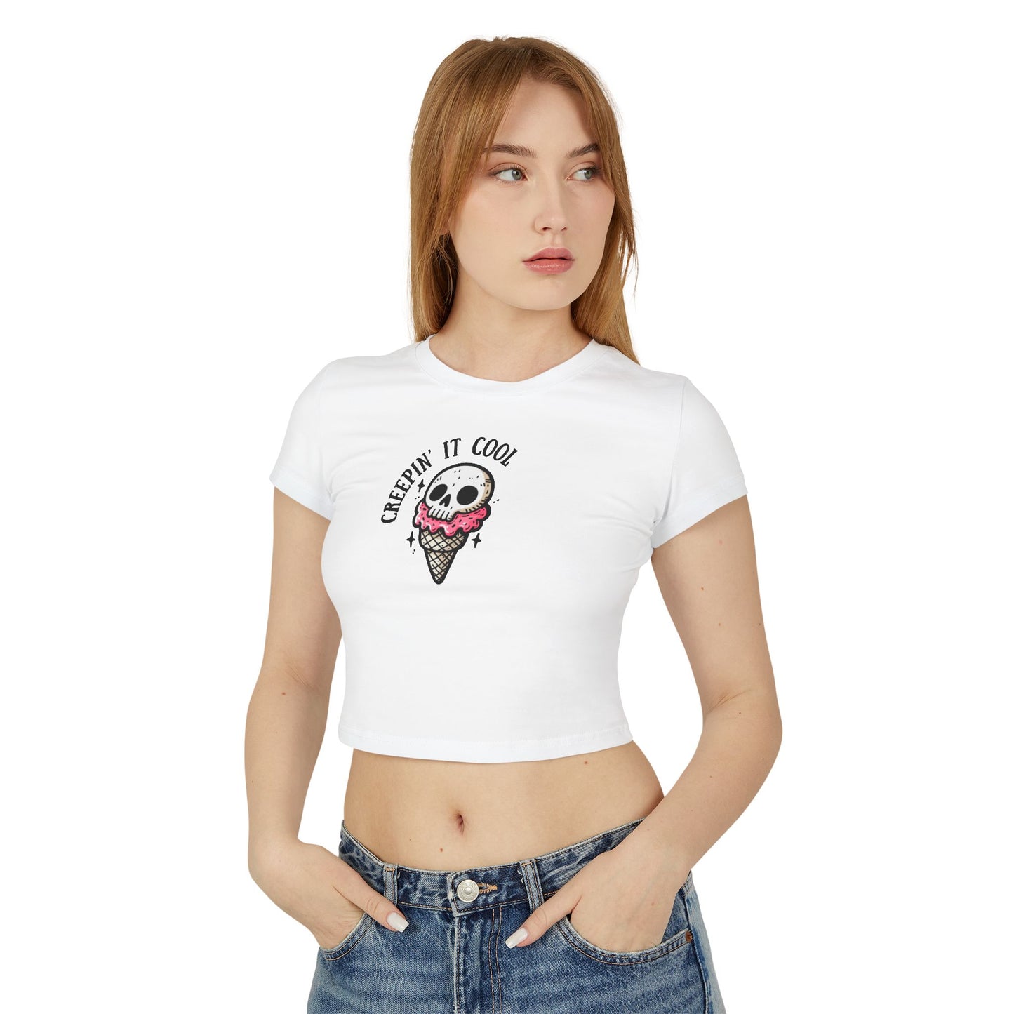 Women's Ice cream Skull Baby Tee