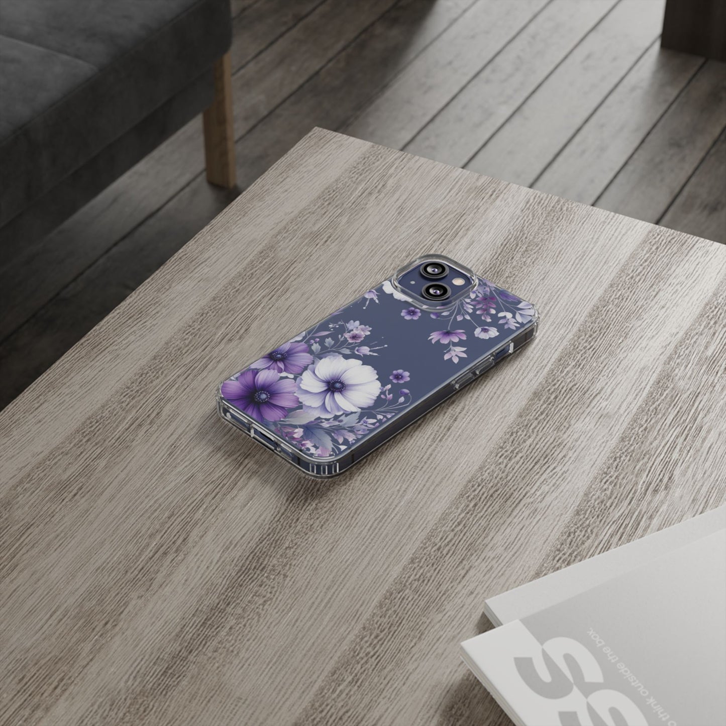Clear Purple Flower Phone Case