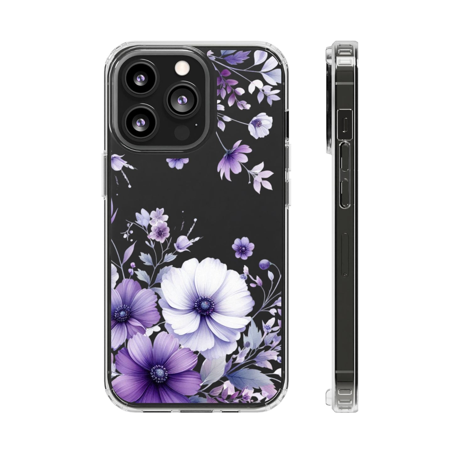 Clear Purple Flower Phone Case