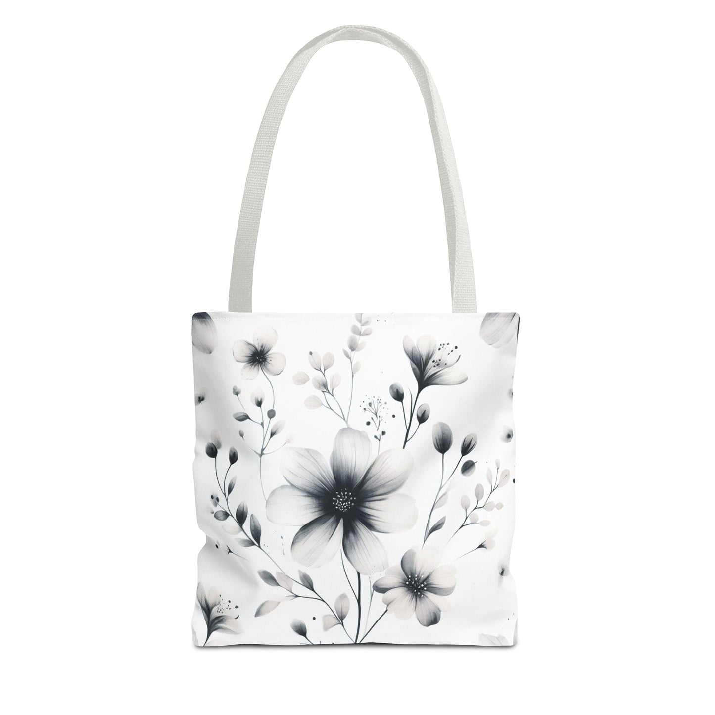 Black and white flower tote bag