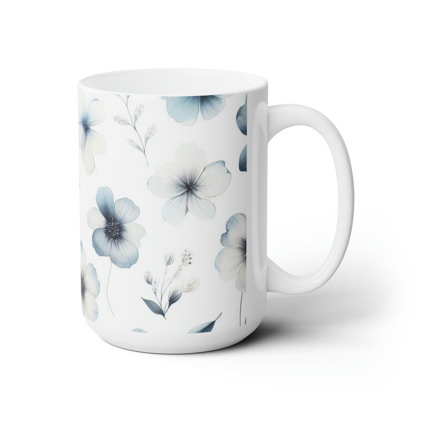 Flower mug 15oz blue flowers