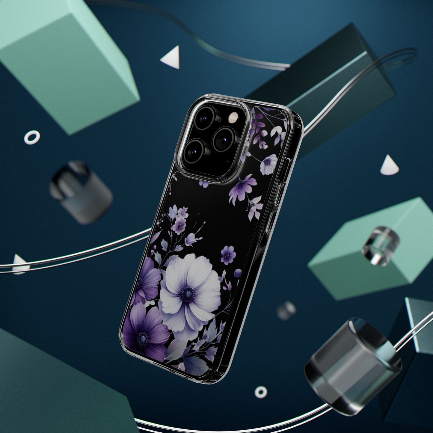 Clear Purple Flower Phone Case